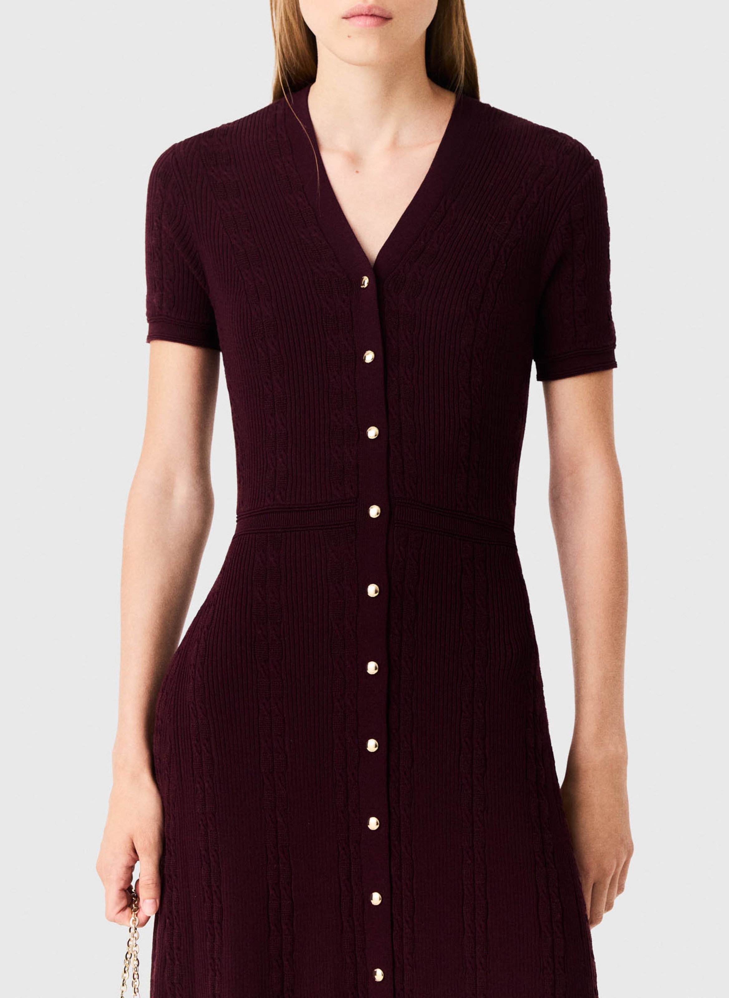Robe longue évasée en maille MAJE Rouge