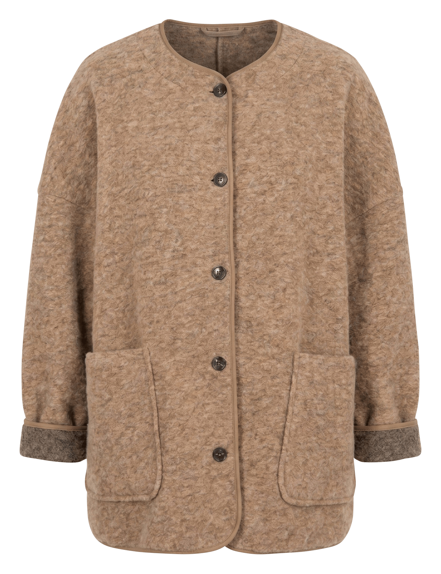 Manteau col rond boutonné en laine mélangée AME ANTWERP Beige