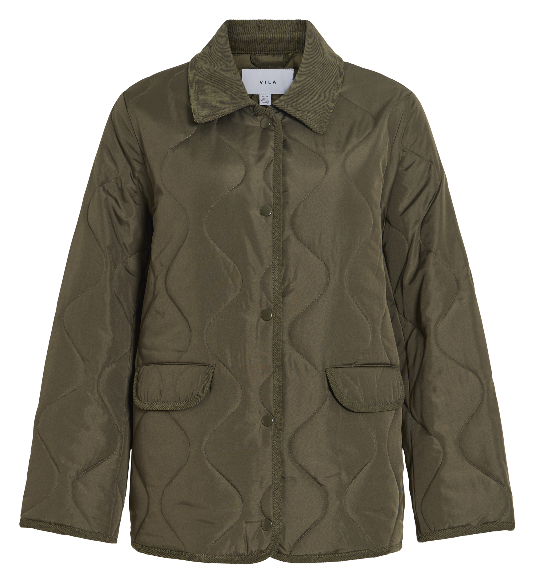 Quilted solid straight jacket VILA Khaki