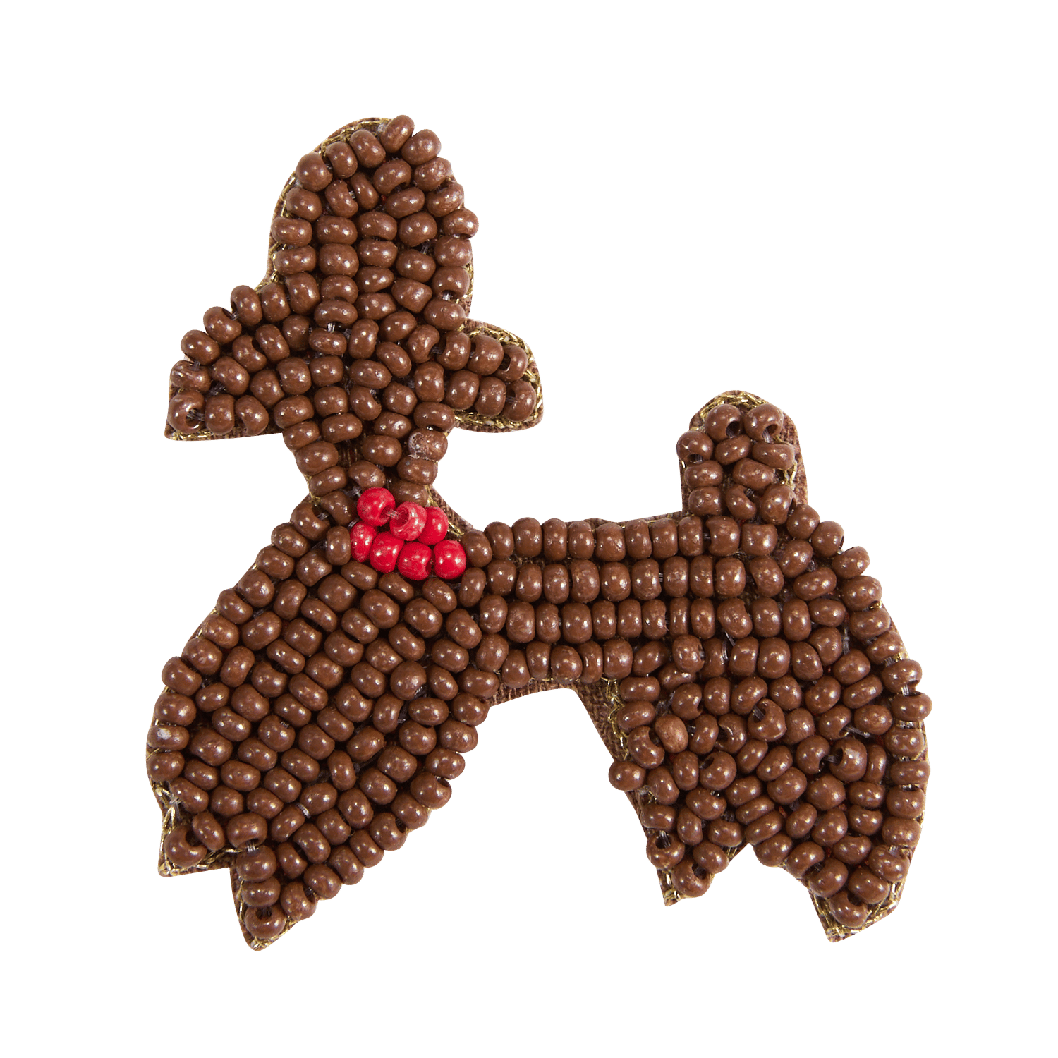 Broche hond met parels NICE THINGS Bruin