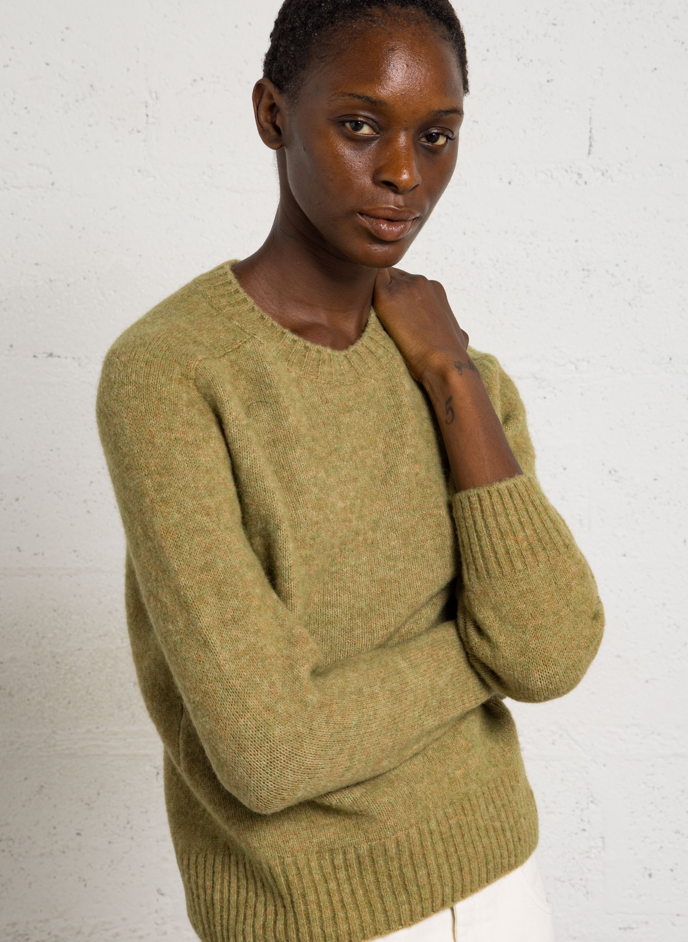 Oversize round-neck knit sweater SOEUR Green