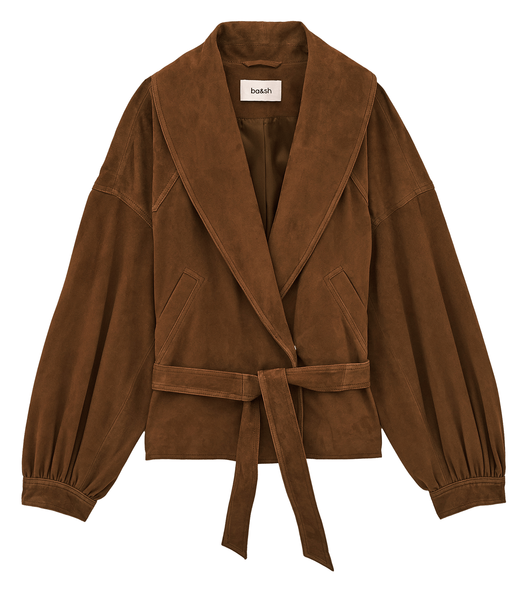Veste ceinturée en cuir BA&SH Marron