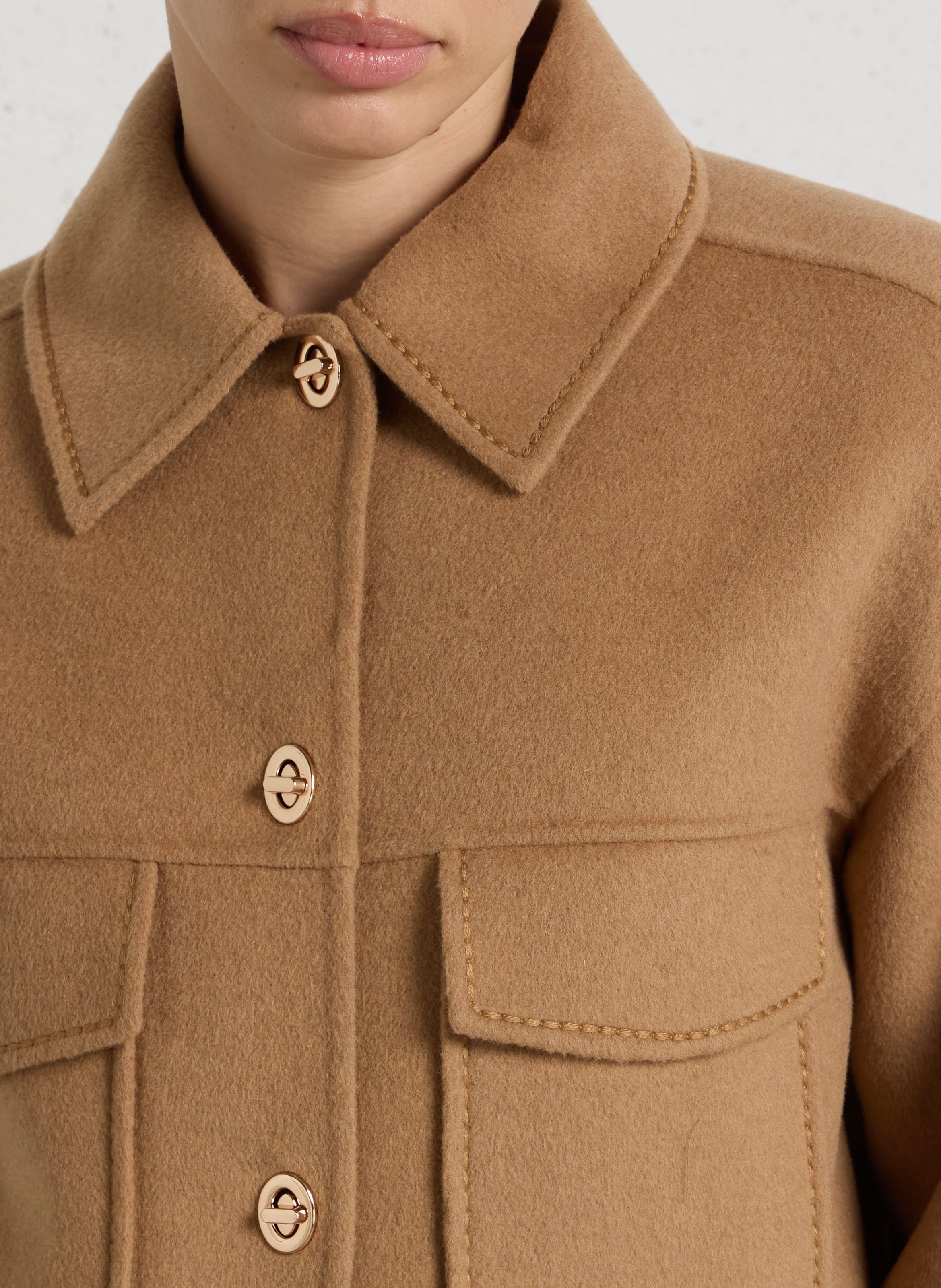Veste droite à col classique en laine mélangée MAISON 123 Beige