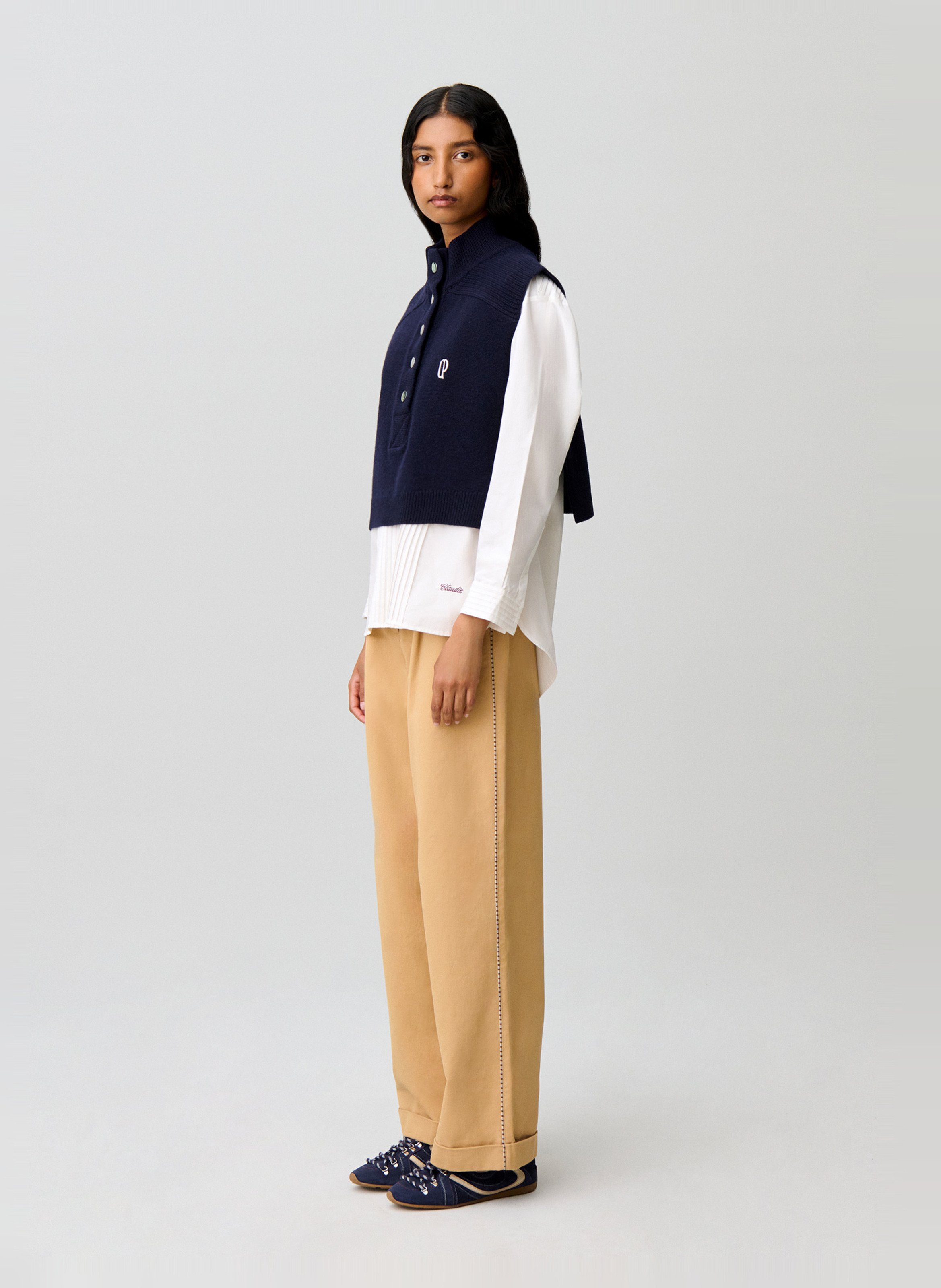 Plastron col montant boutonné en laine CLAUDIE PIERLOT Bleu