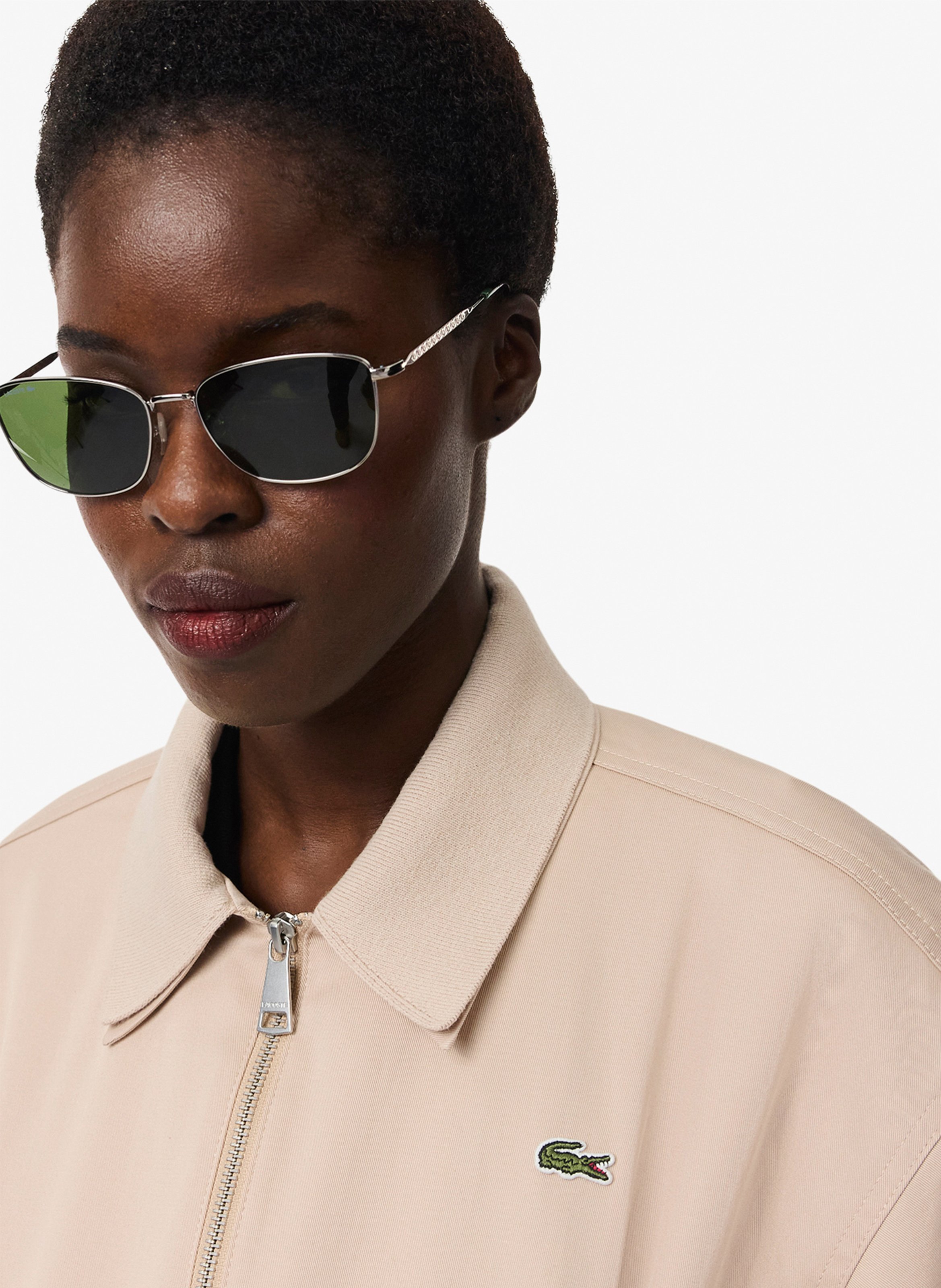 Gerade geschnittene Jacke aus Baumwoll-Mix mit klassischem Kragen LACOSTE Braun