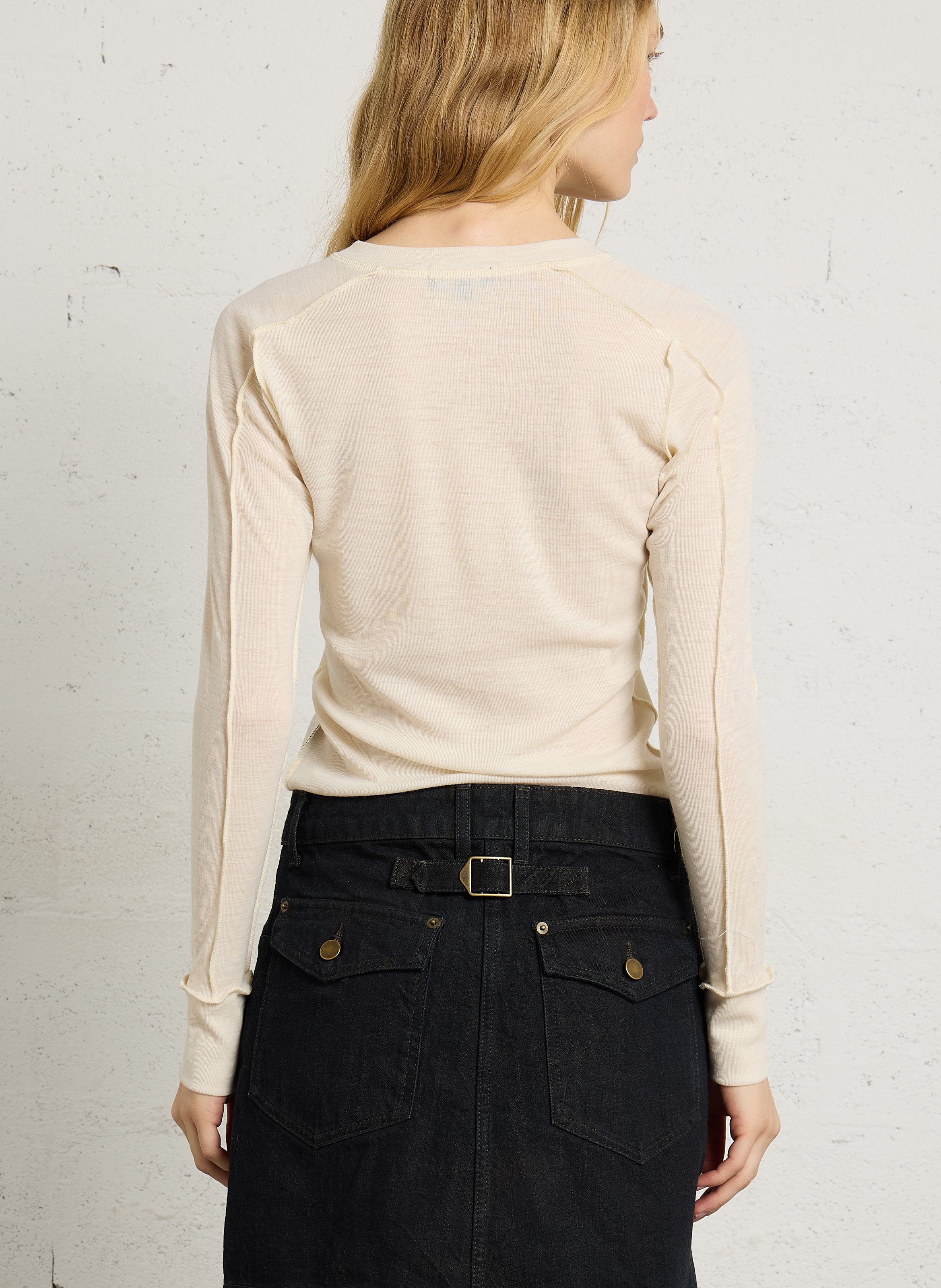 Tee-shirt col rond en laine SOEUR Beige