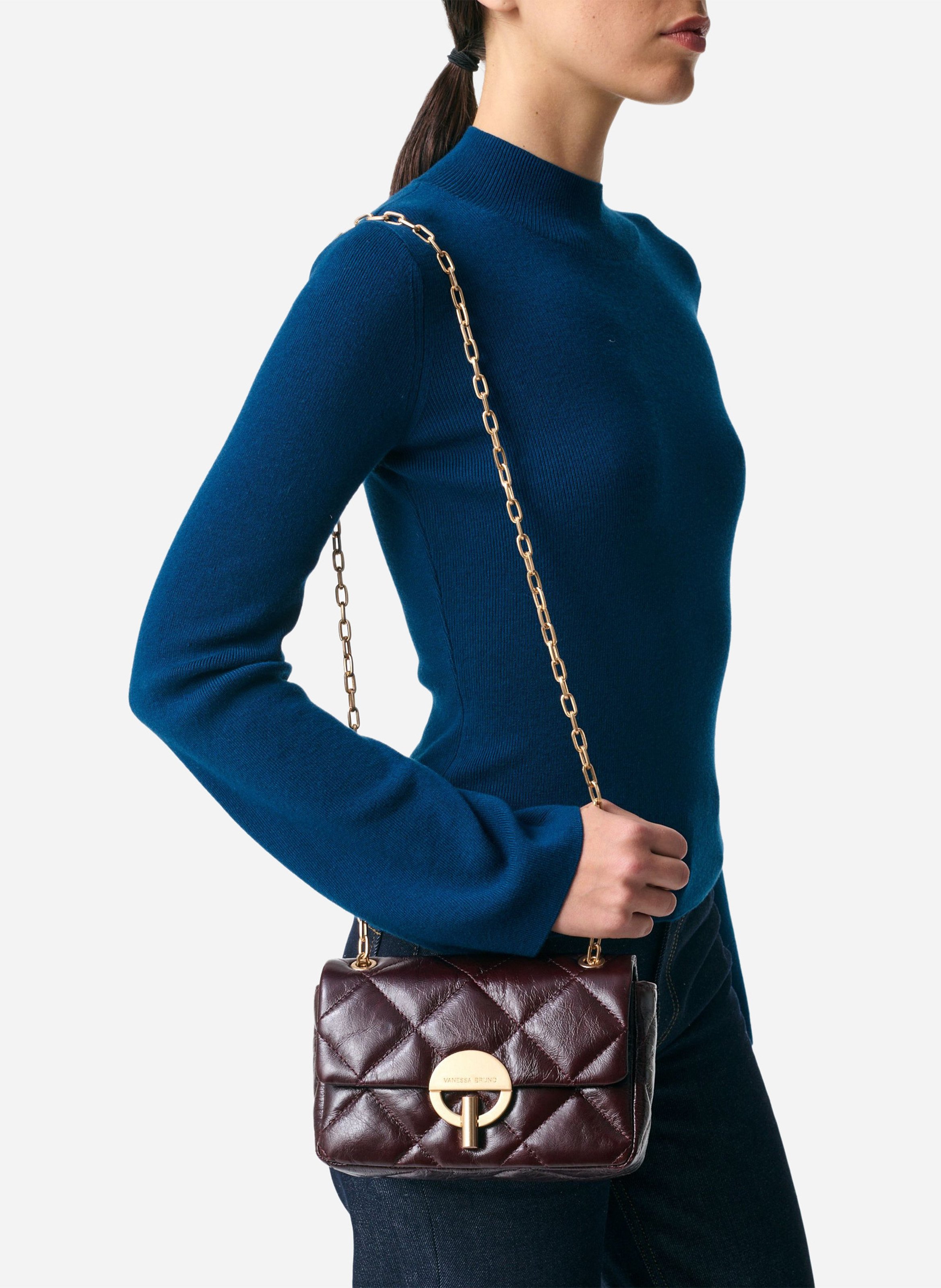 Sac bandoulière en cuir VANESSA BRUNO Marron