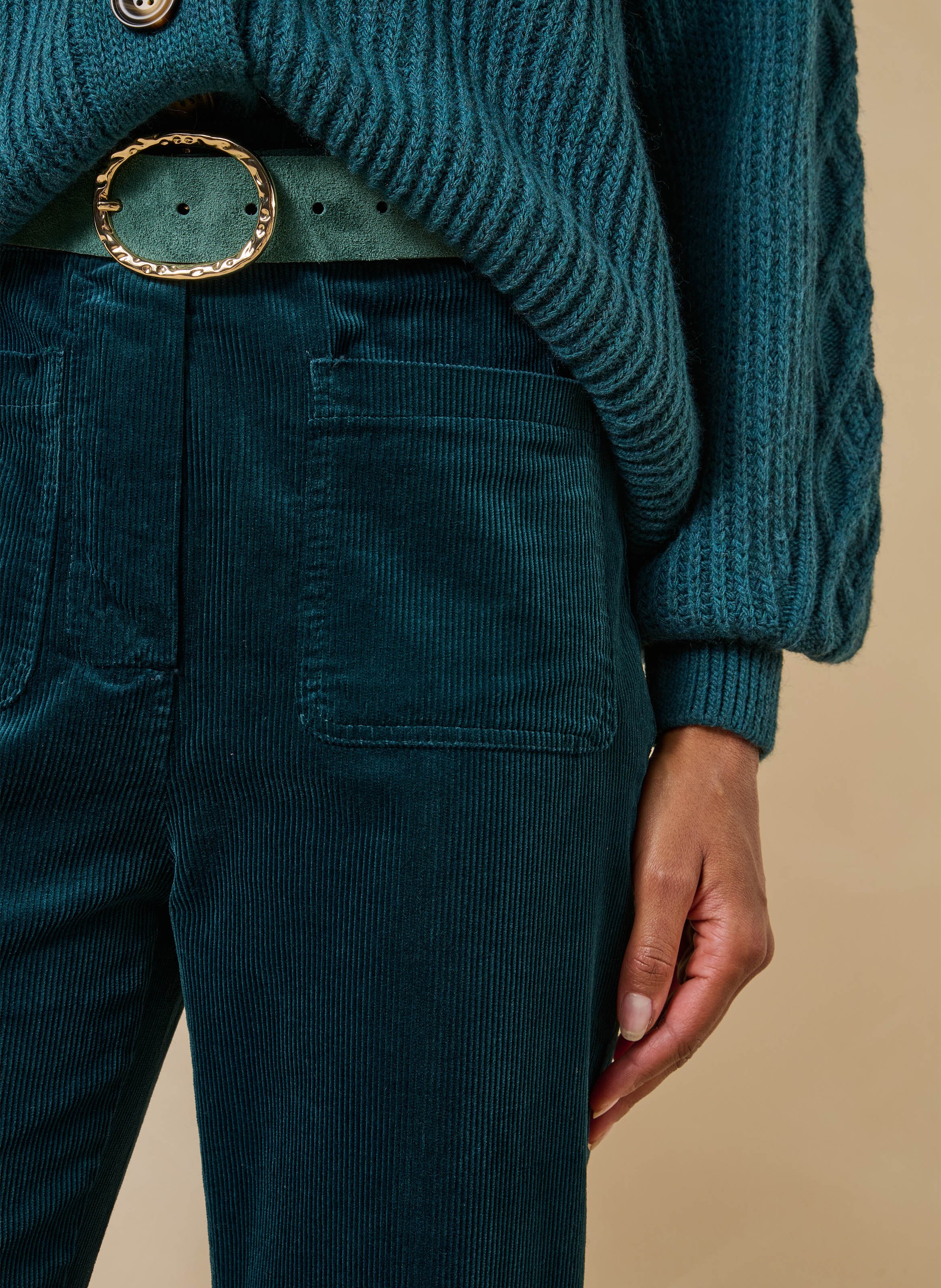 Weites Cord-Samt-Hose aus Baumwollmischung LA FEE MARABOUTEE Blau