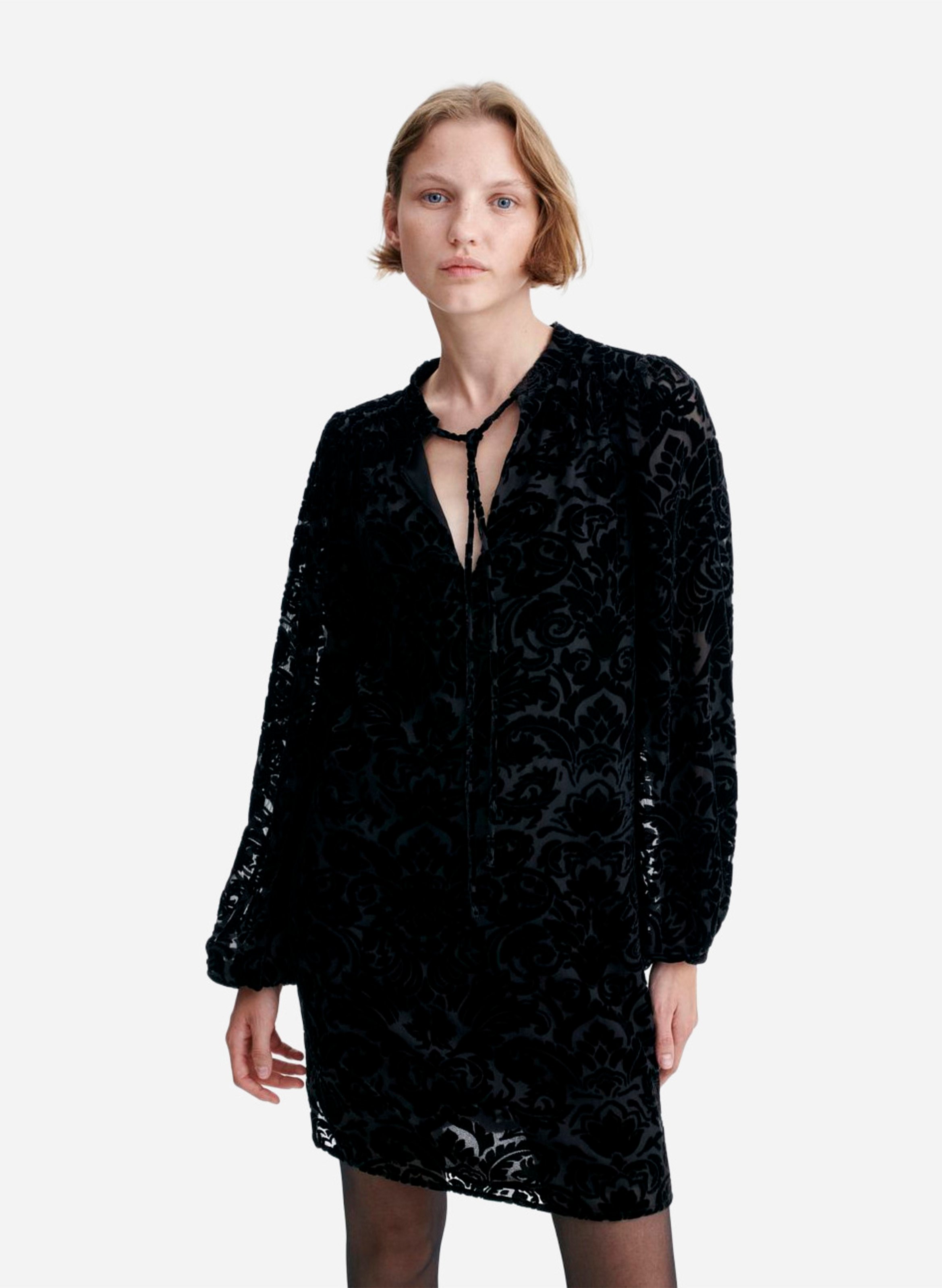 Short flared dress in jacquard velvet VANESSA BRUNO Black