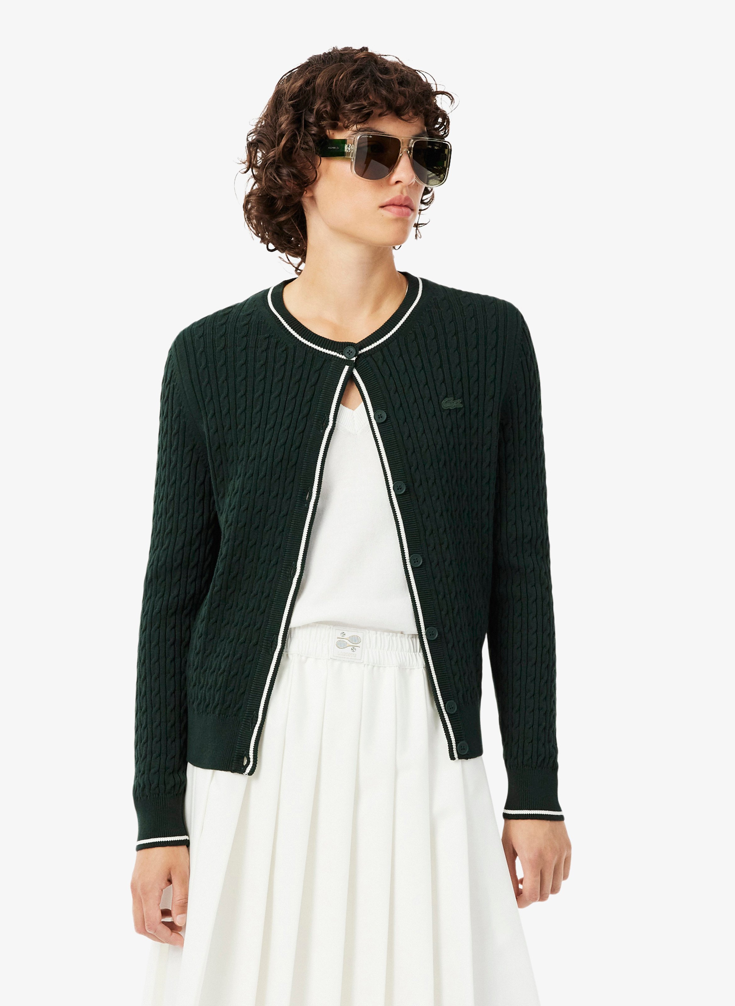 Straight cardigan in blended cotton LACOSTE Green
