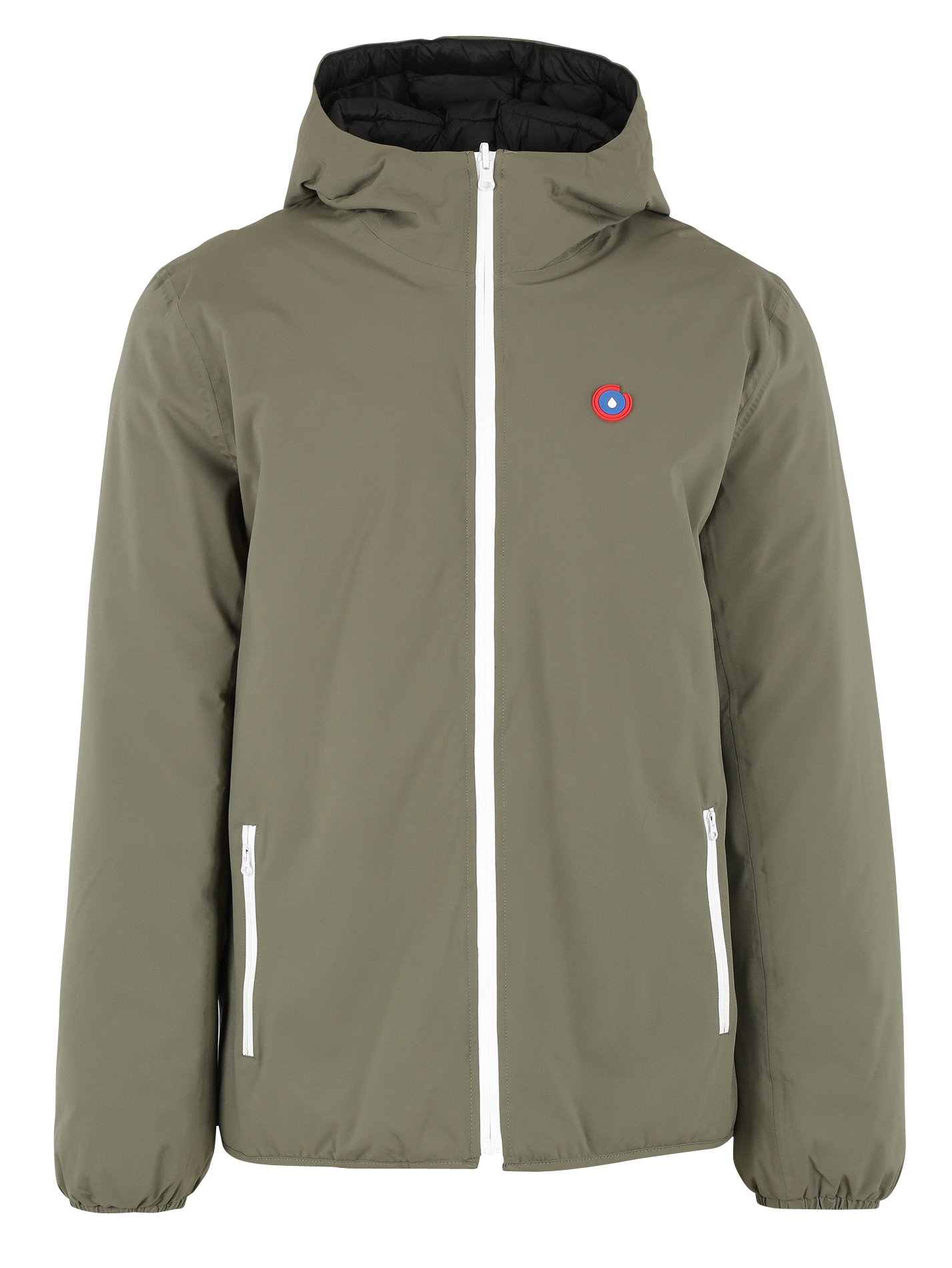 Aan twee zijden draagbaar donsjack met opstaande kraag FLOTTE Kaki