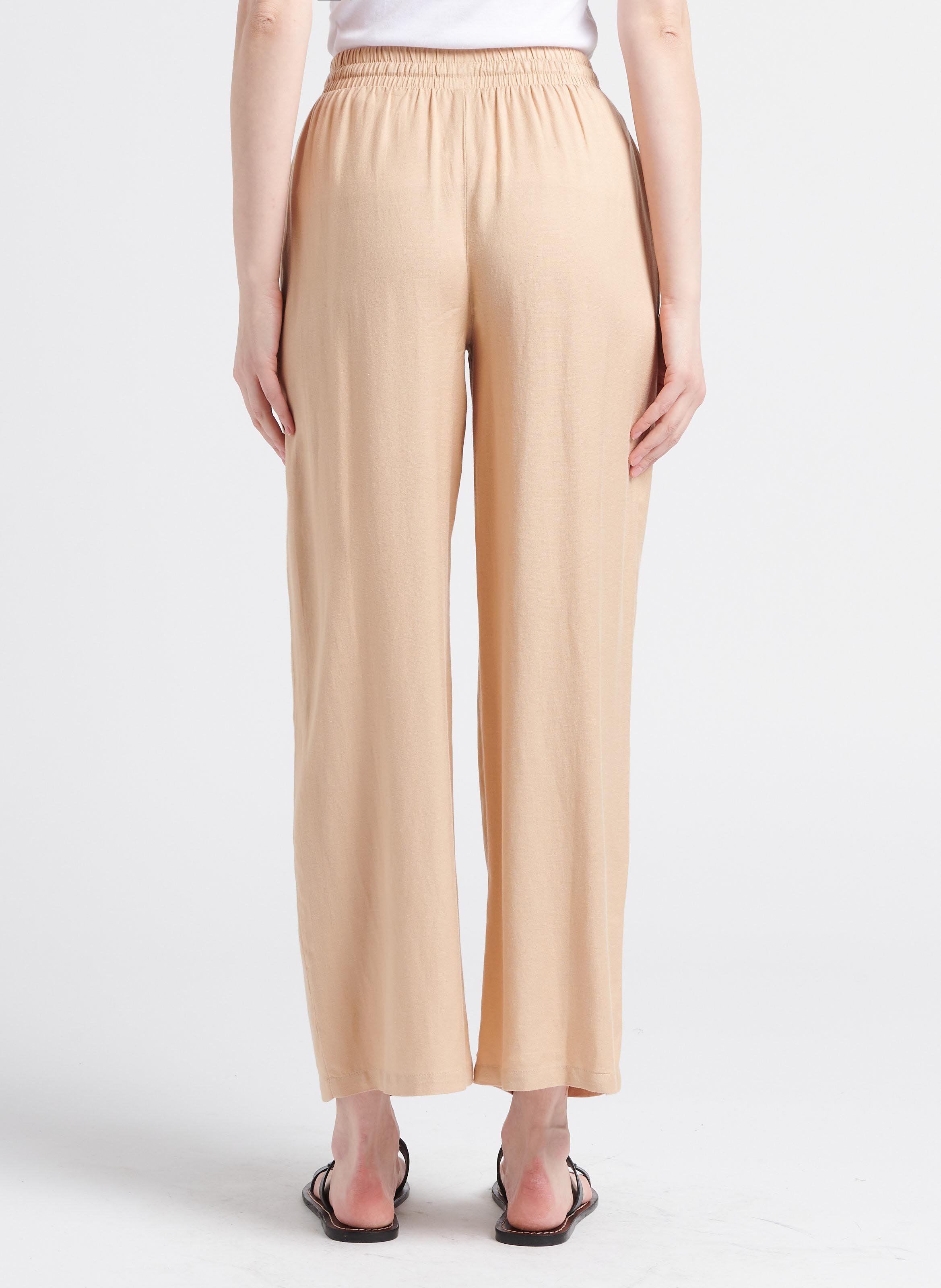 Pantalon large taille haute VILA Beige