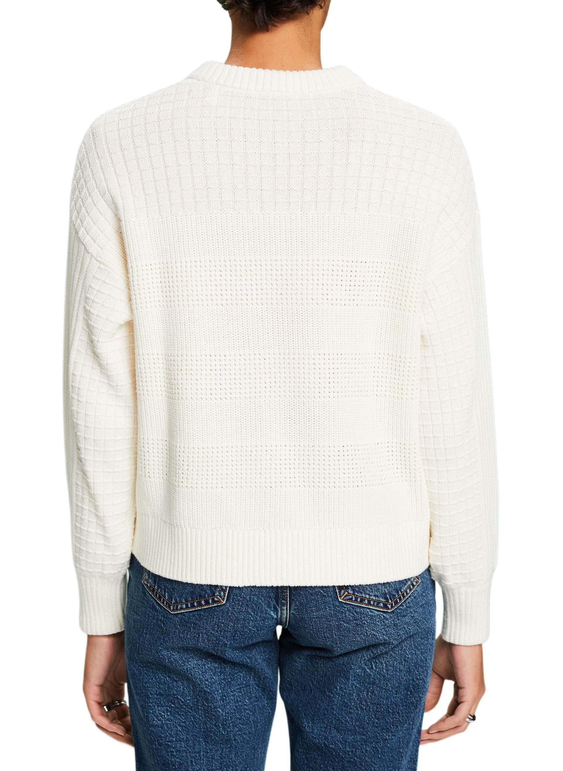 Pull col rond droit en coton ESPRIT Gris