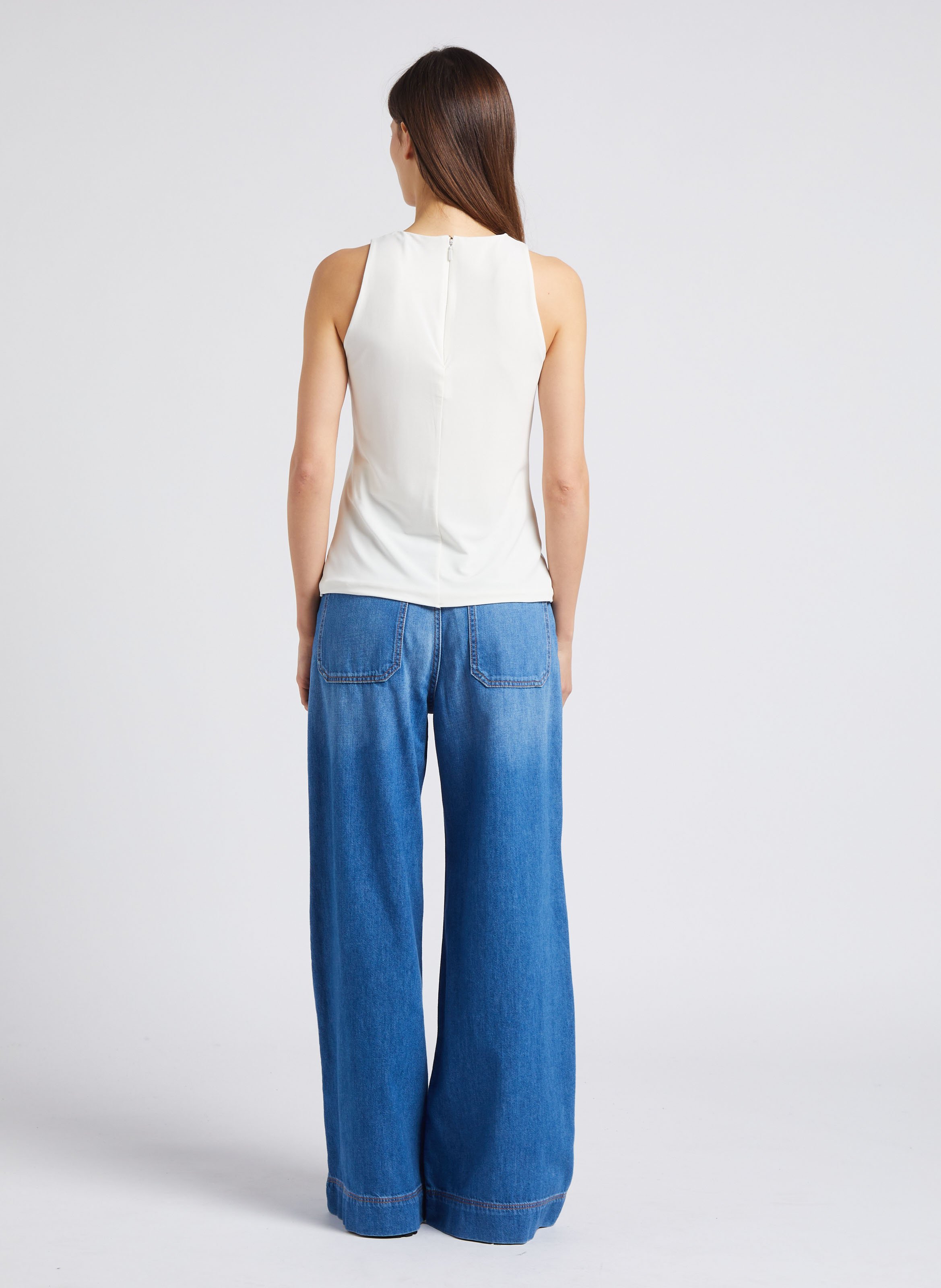 Straight-cut round-neck Top MAX MARA LEISURE White