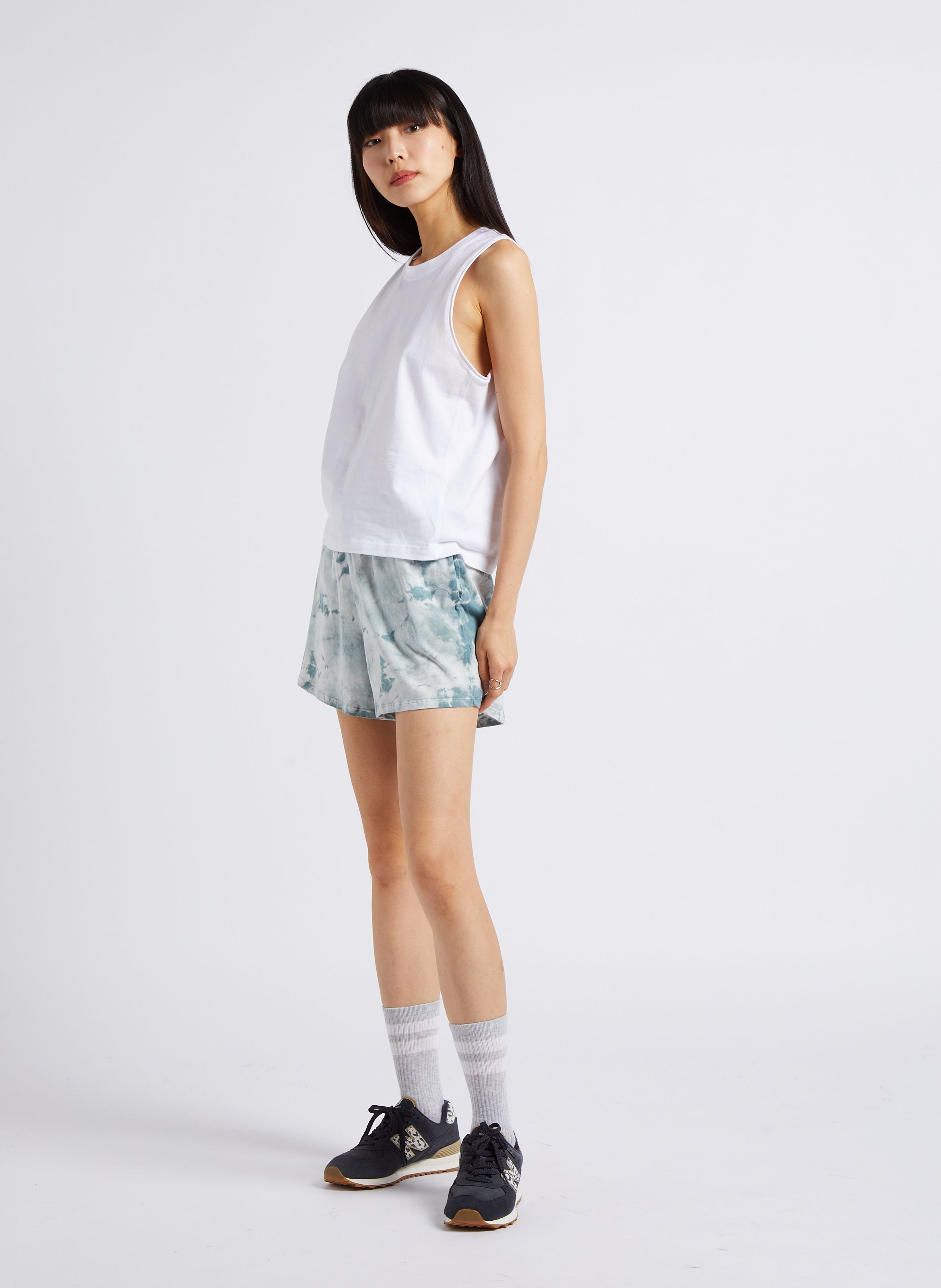 Short droit en coton bio mélangé MAJESTIC FILATURES Bleu