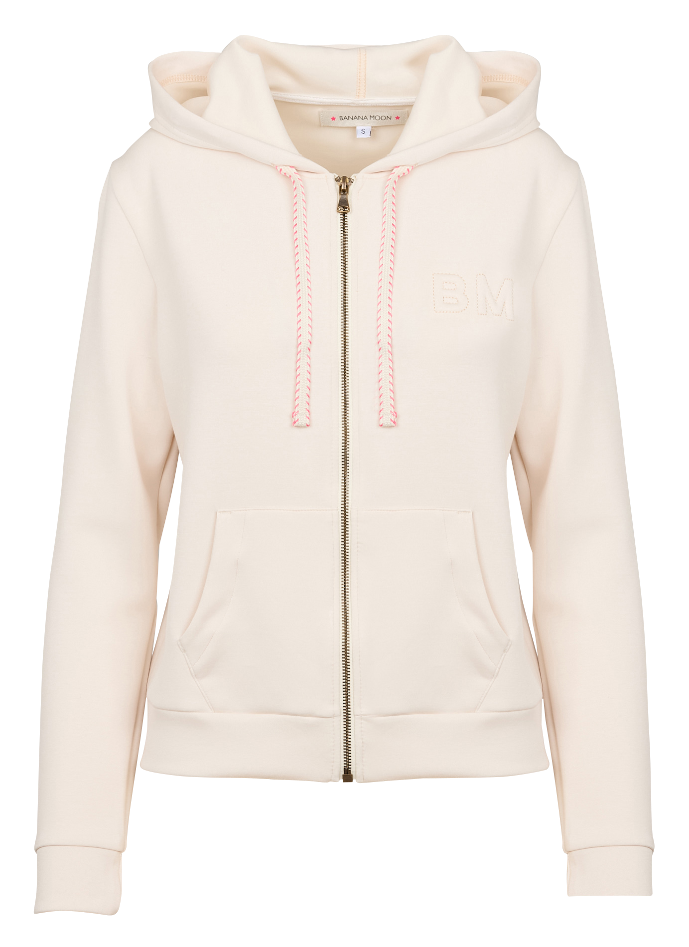 Einfarbiger Kapuzensweater mit Reißverschluss BANANA MOON Beige