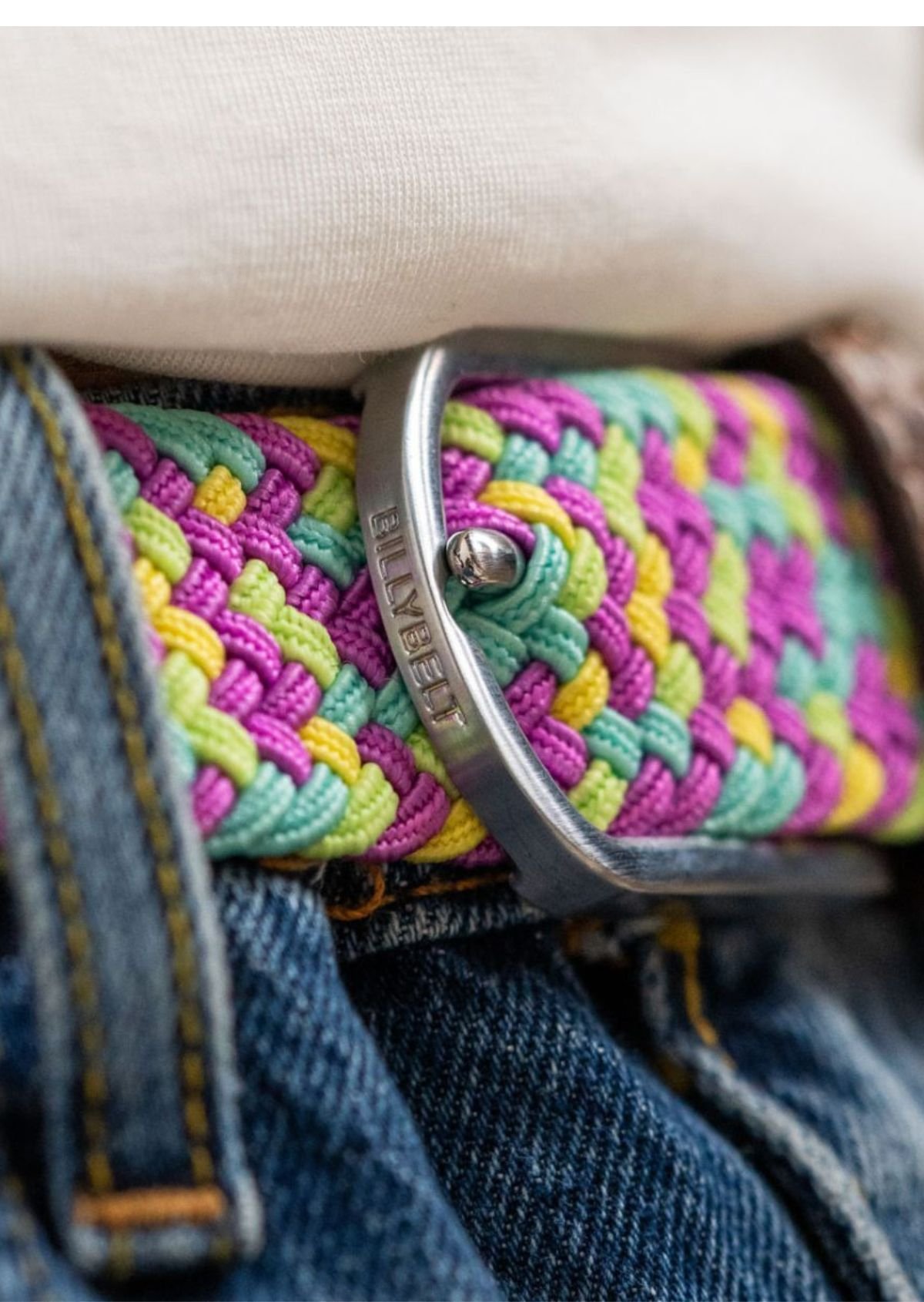 Multicolored braided elastic belt BILLYBELT Multicolored