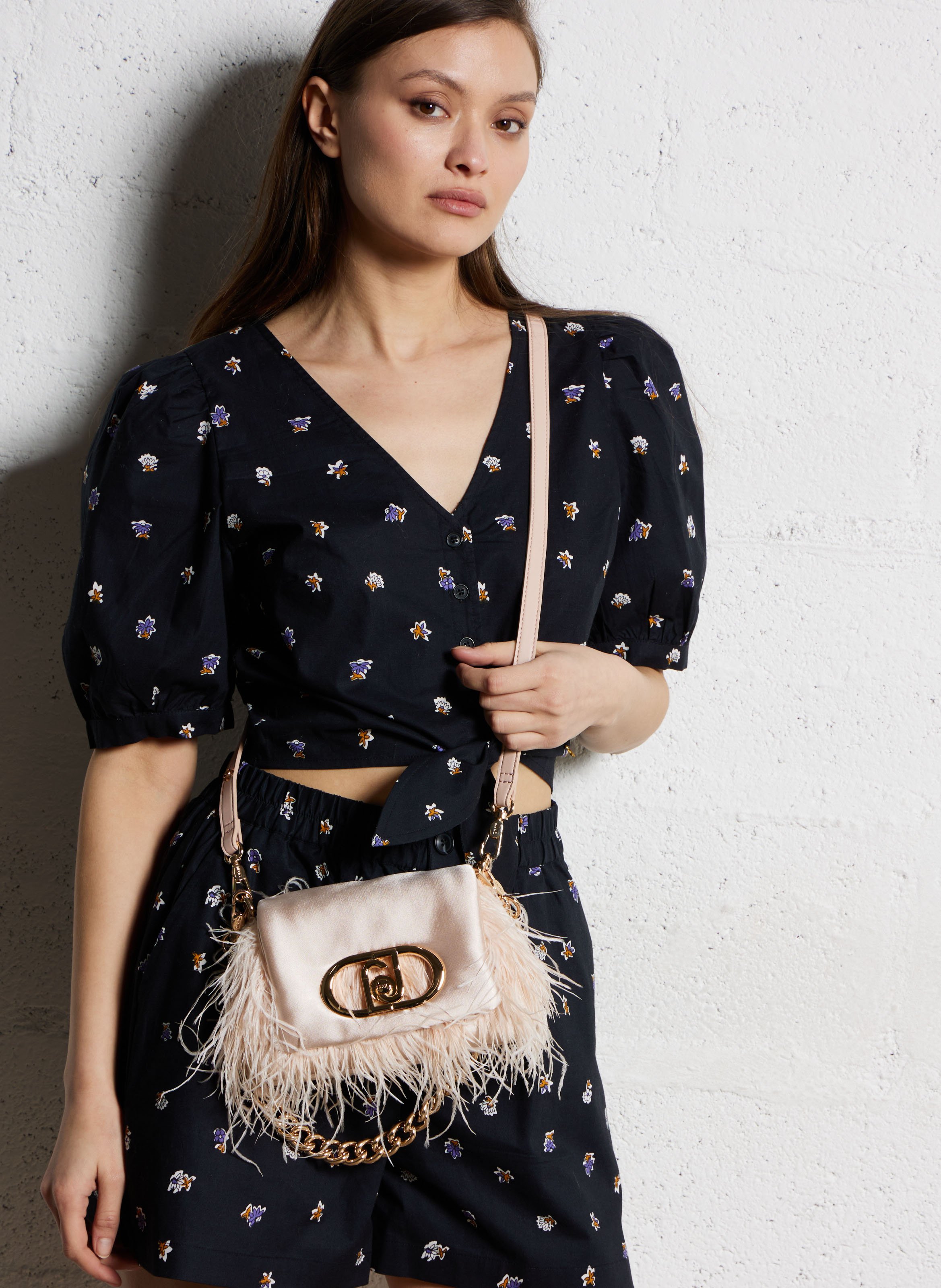 Sac porté épaule avec plume  LIU JO Rose