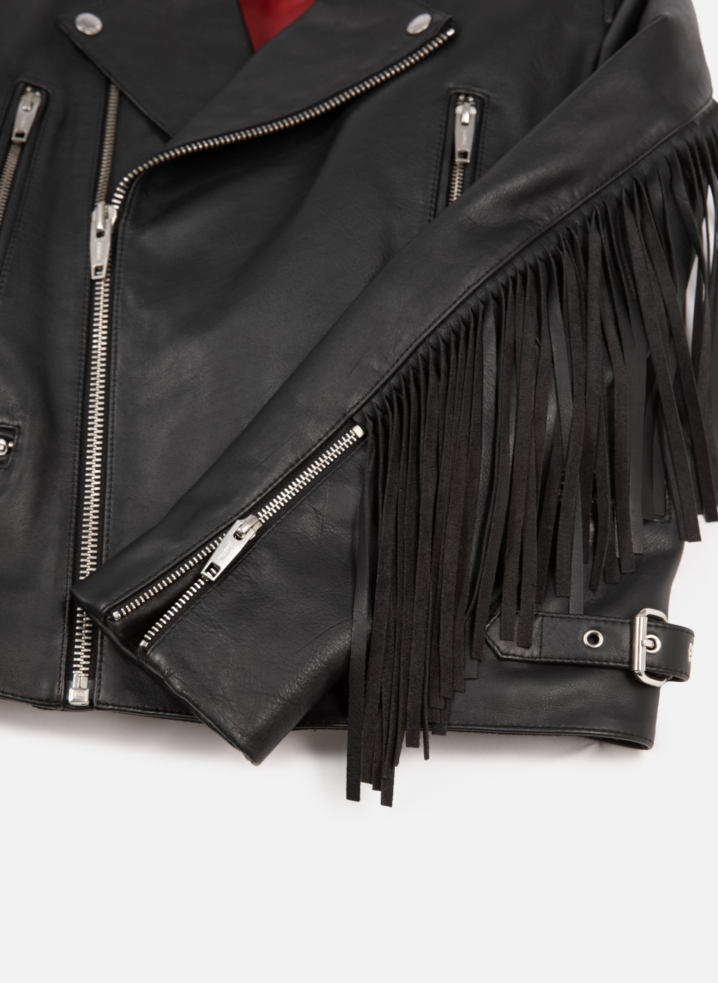 Leather fringed jacket THE KOOPLES Black