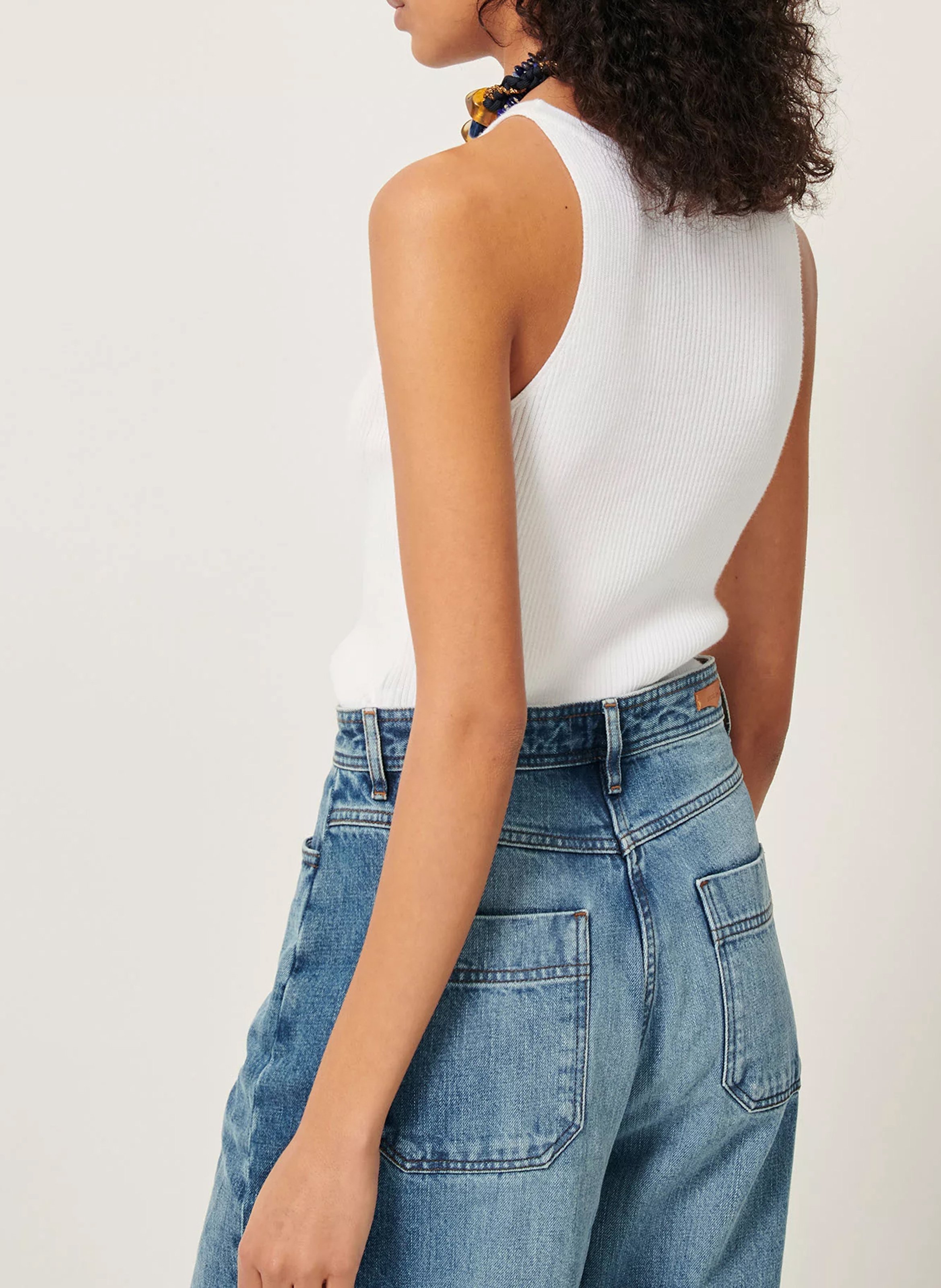 Fitted cotton tank top SESSUN White