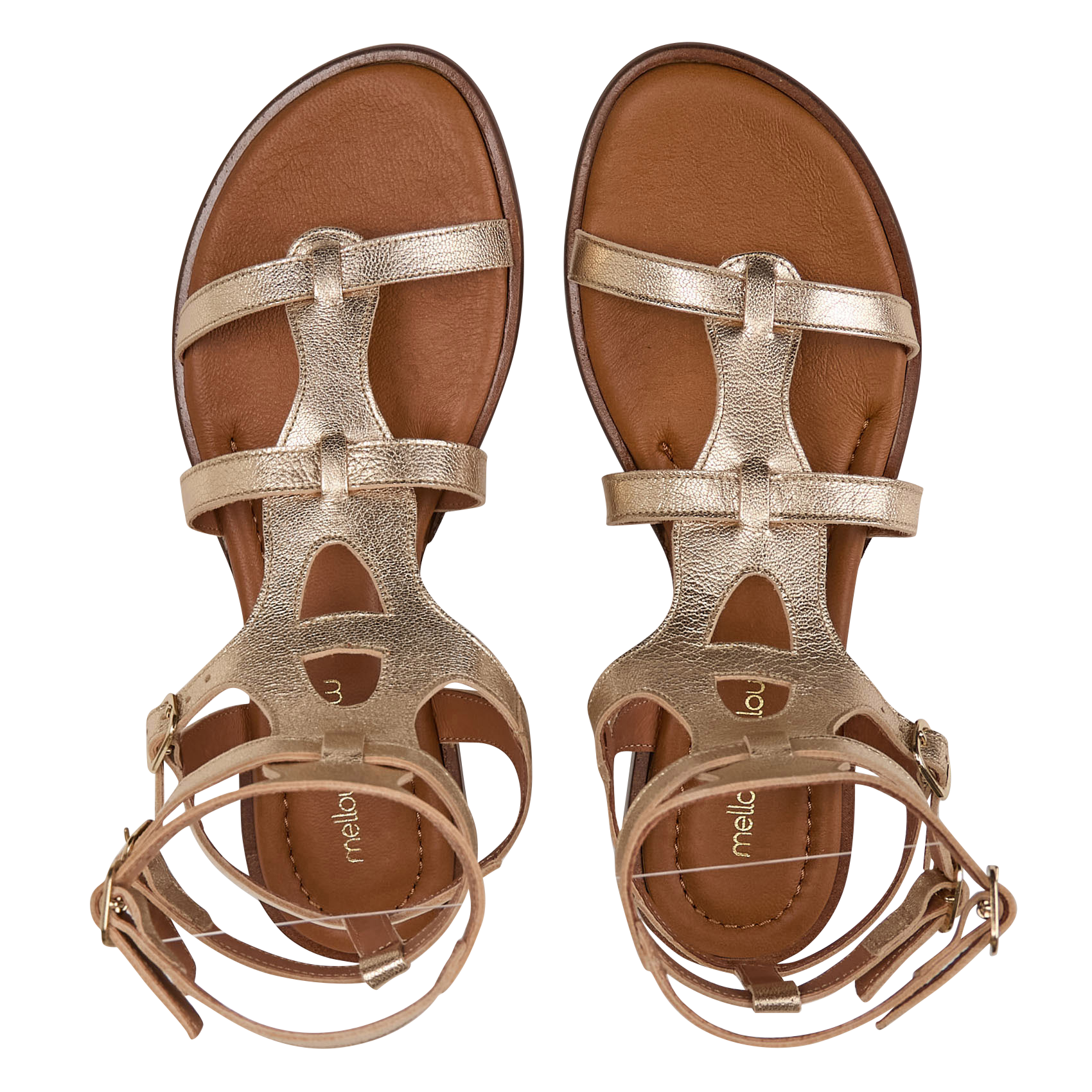 Spartiates en cuir métallisé Doré