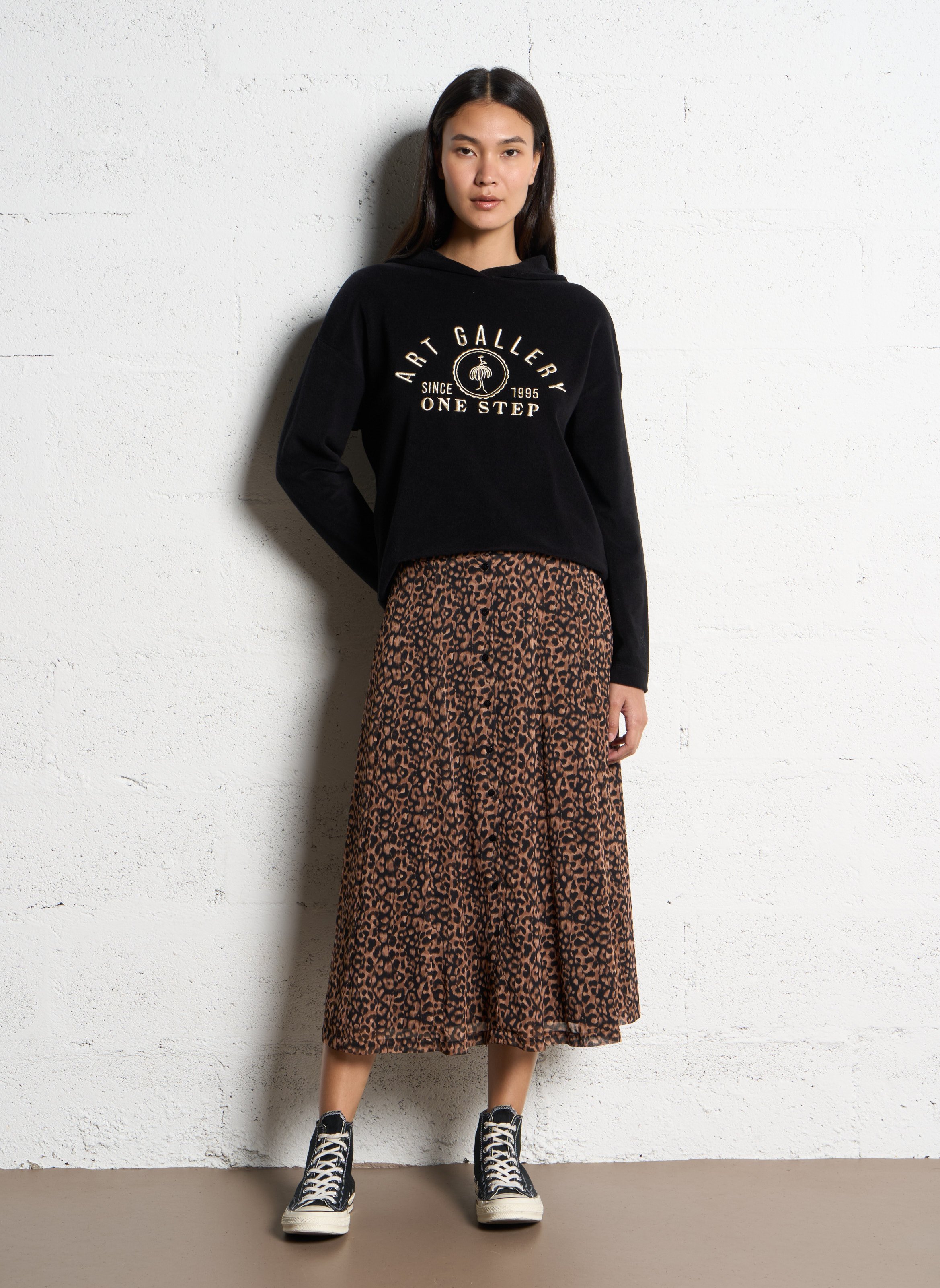 Gestreepte rok ONE STEP Zwart