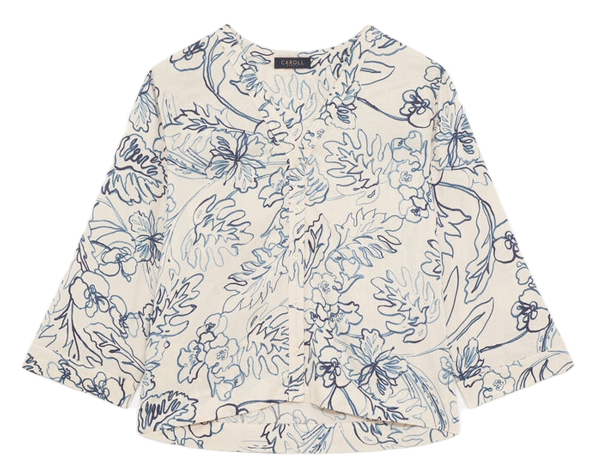 Blouse met V-hals en motieven CAROLL Wit