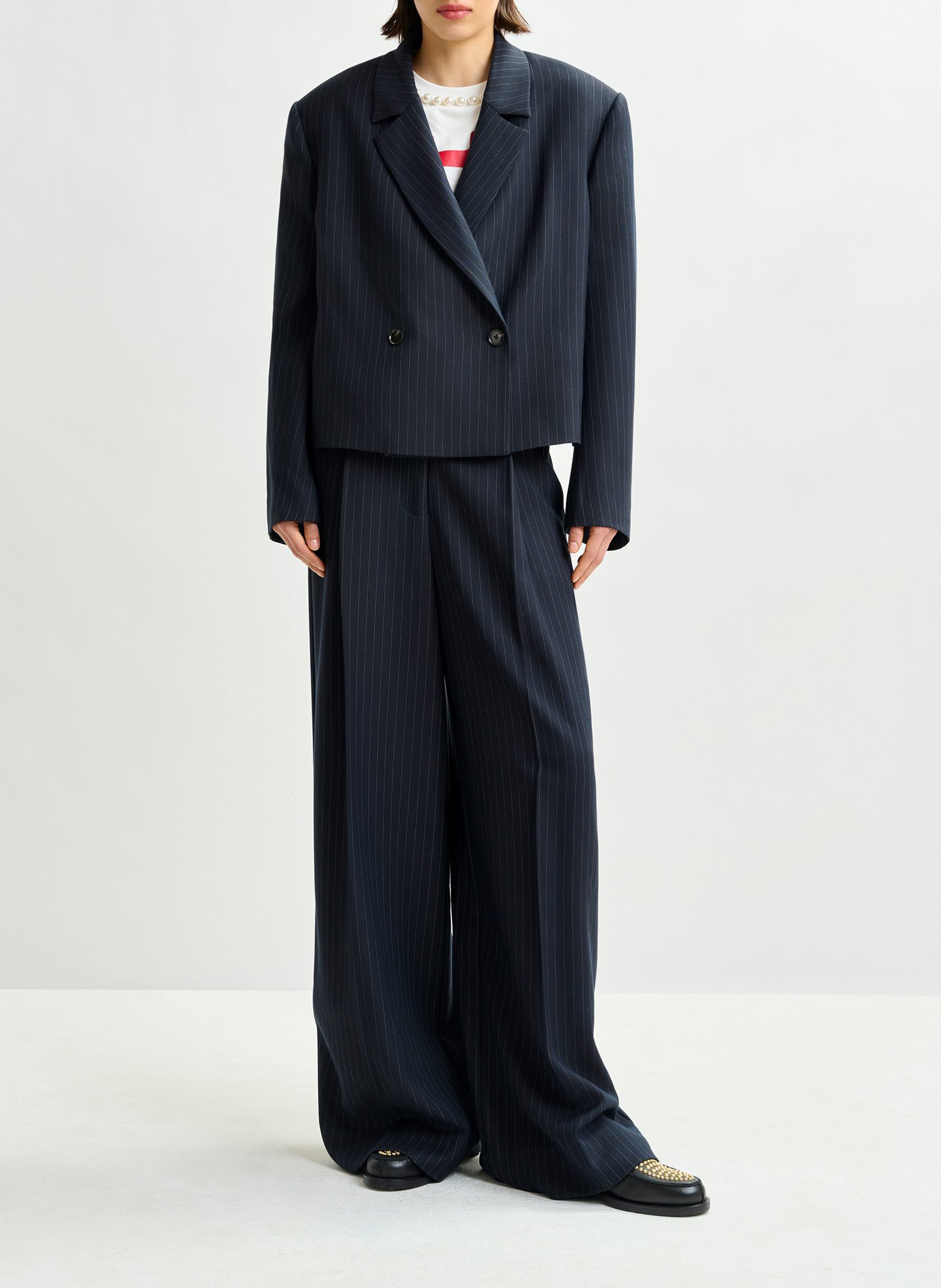 Pantalon large rayé ESSENTIEL ANTWERP Bleu