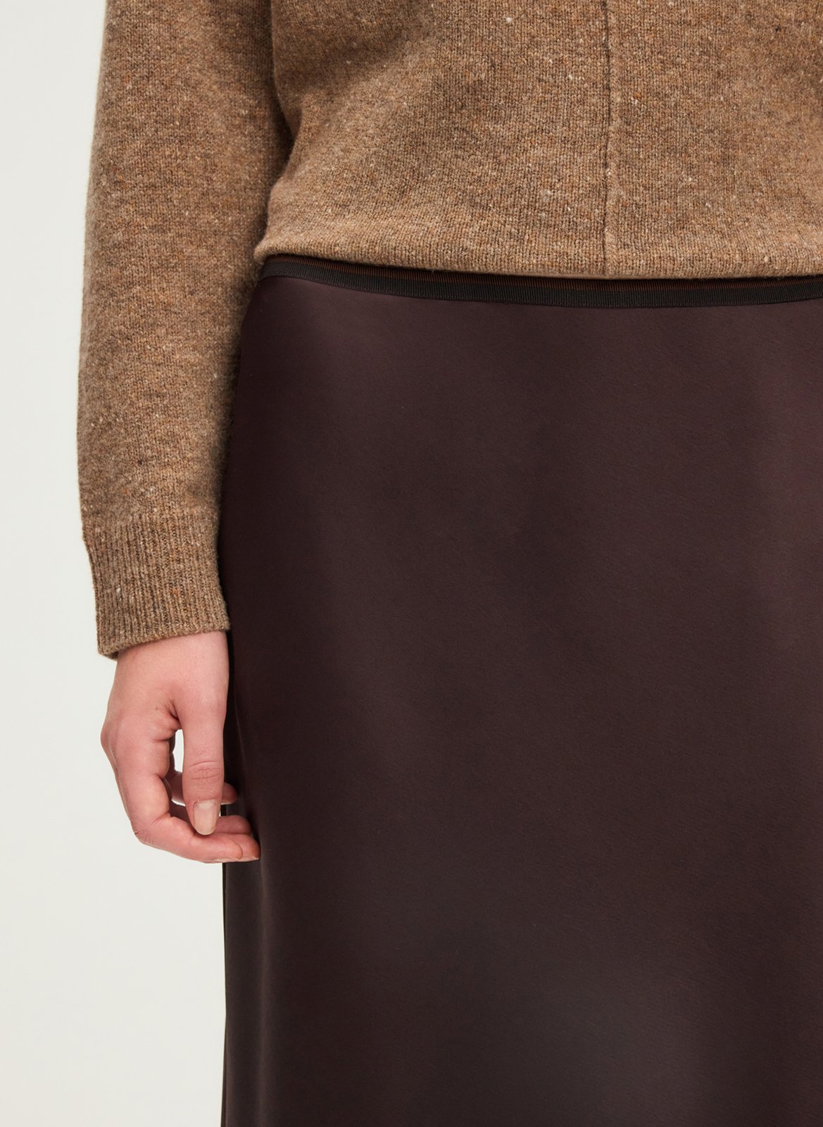 Long satin skirt PABLO Brown