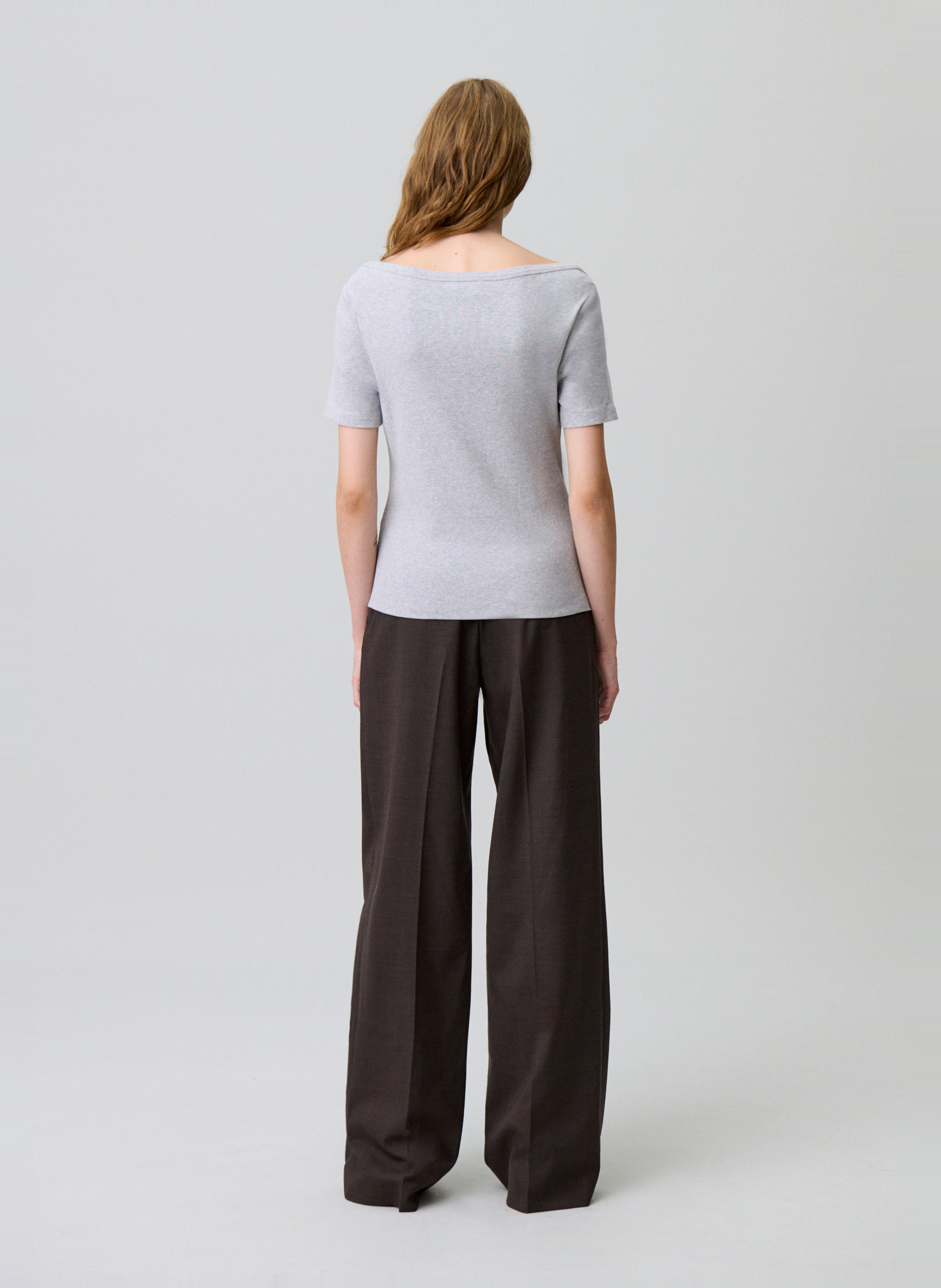 Fitted boat neck T-shirt CLAUDIE PIERLOT Grey