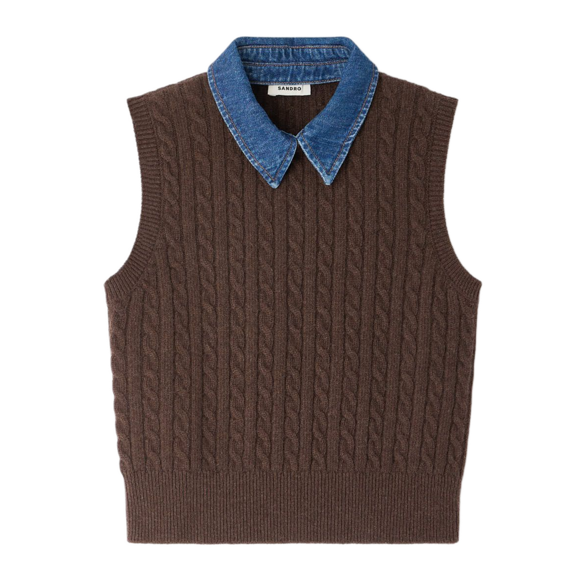 Pull col classique en laine mélangée SANDRO Marron