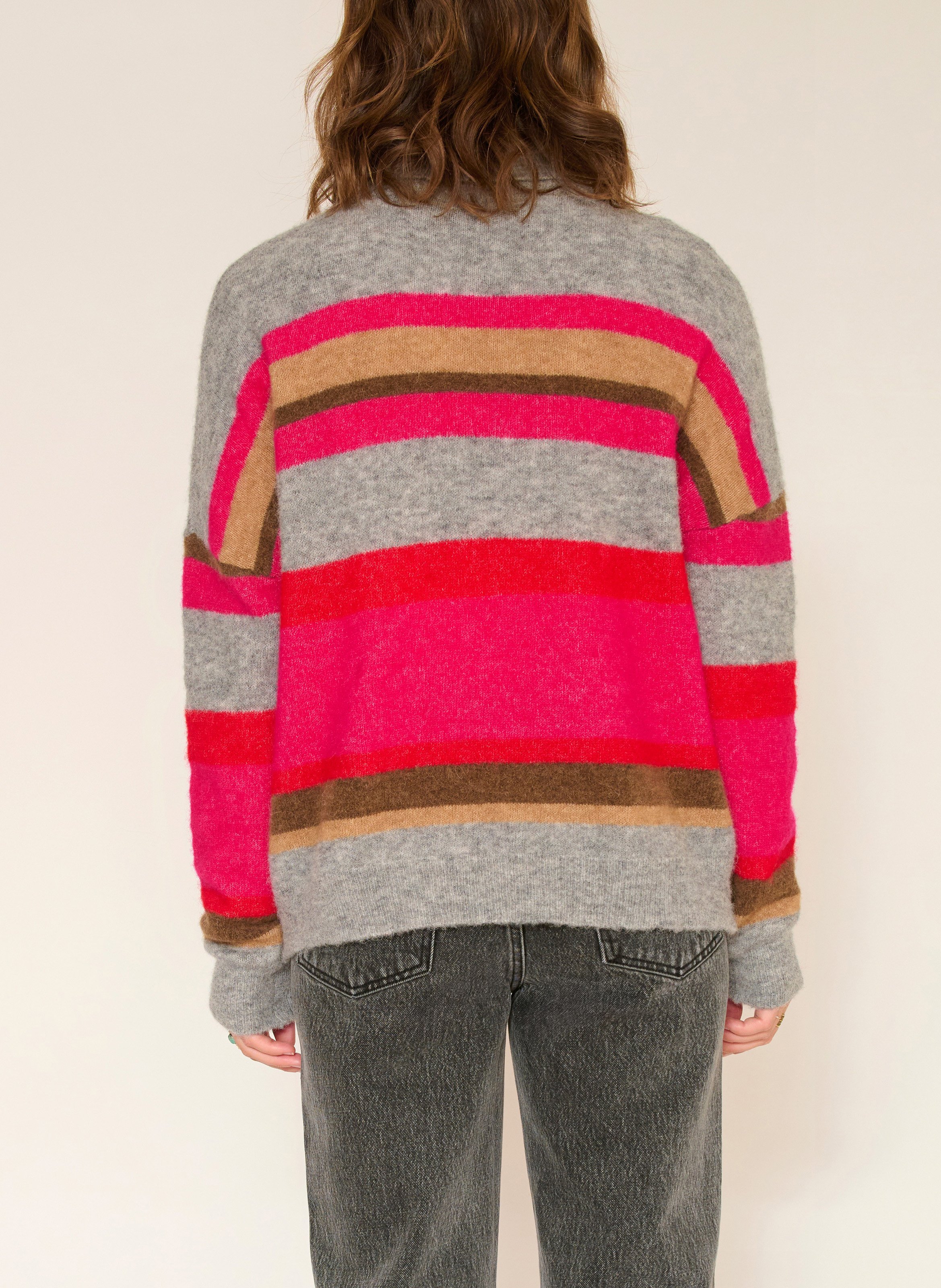 Pull oversize col roulé en laine mélangée MKT Gris