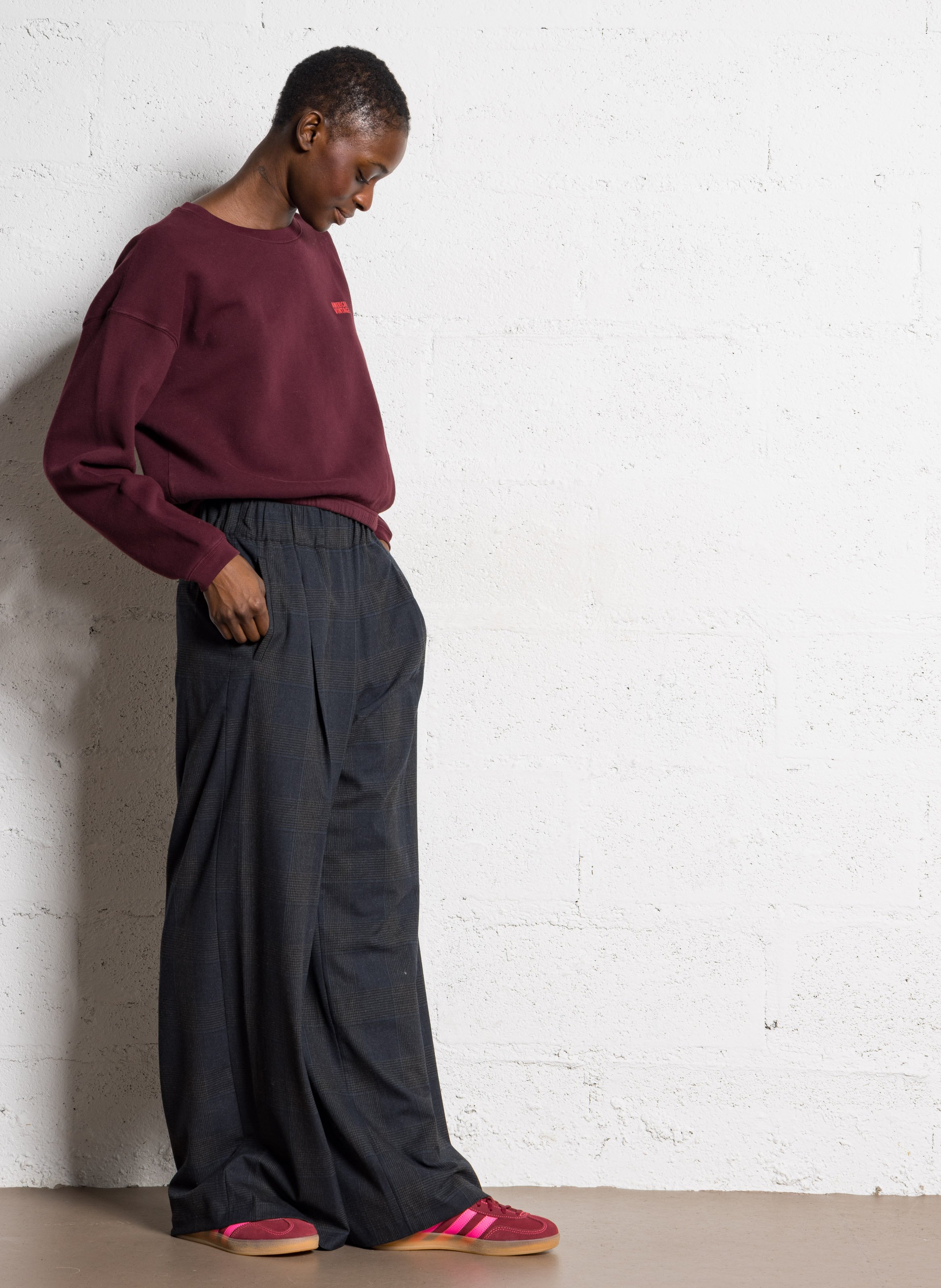 Kurzes Sweatshirt aus Baumwoll-Mix mit Rundhalsausschnitt AMERICAN VINTAGE Rot