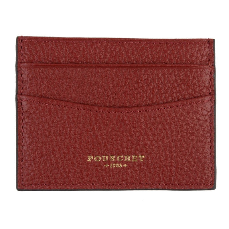 Card holder - cowhide leather POURCHET Red