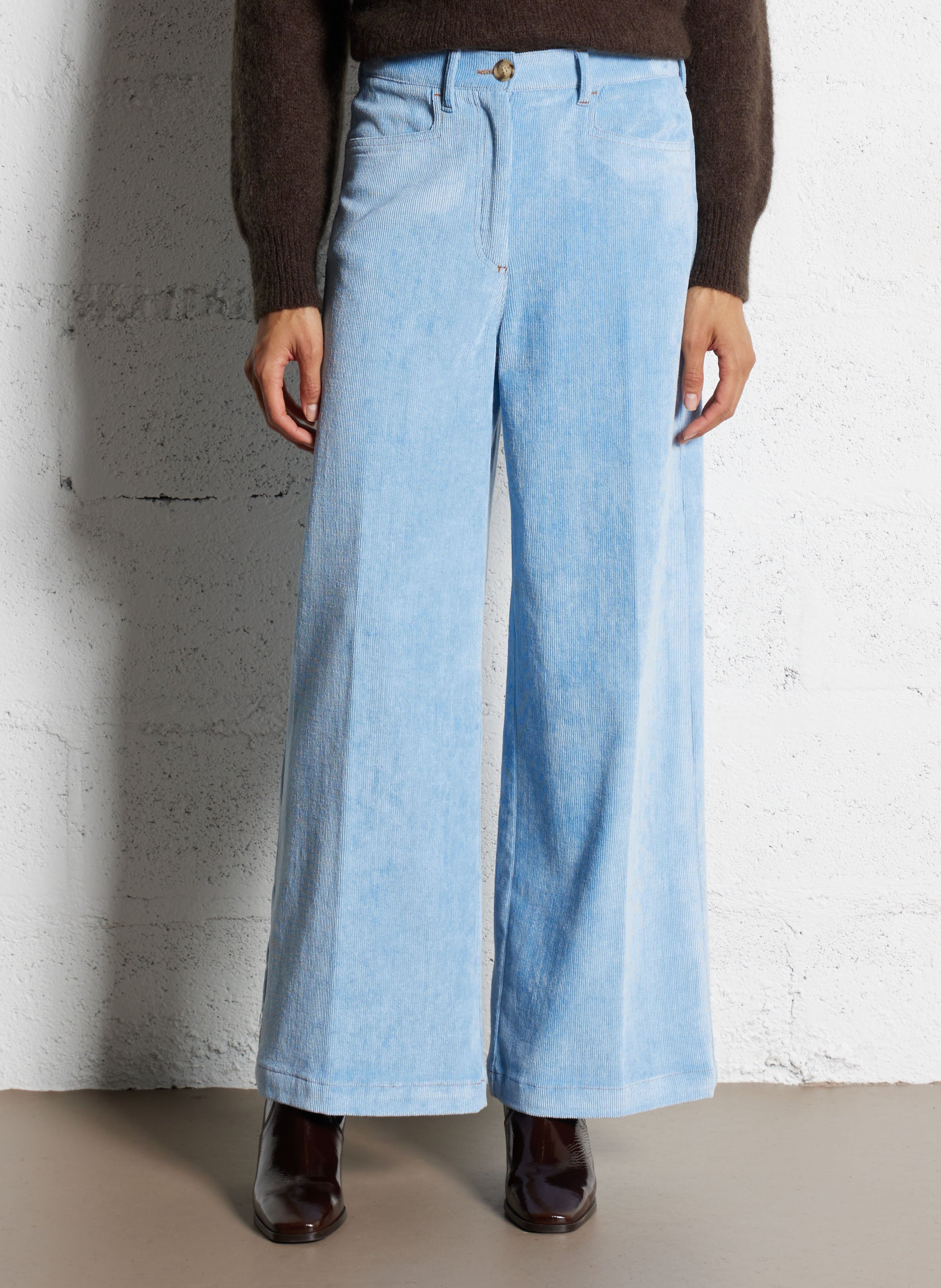 Pantalon large en velours côtelé MOMONI Bleu