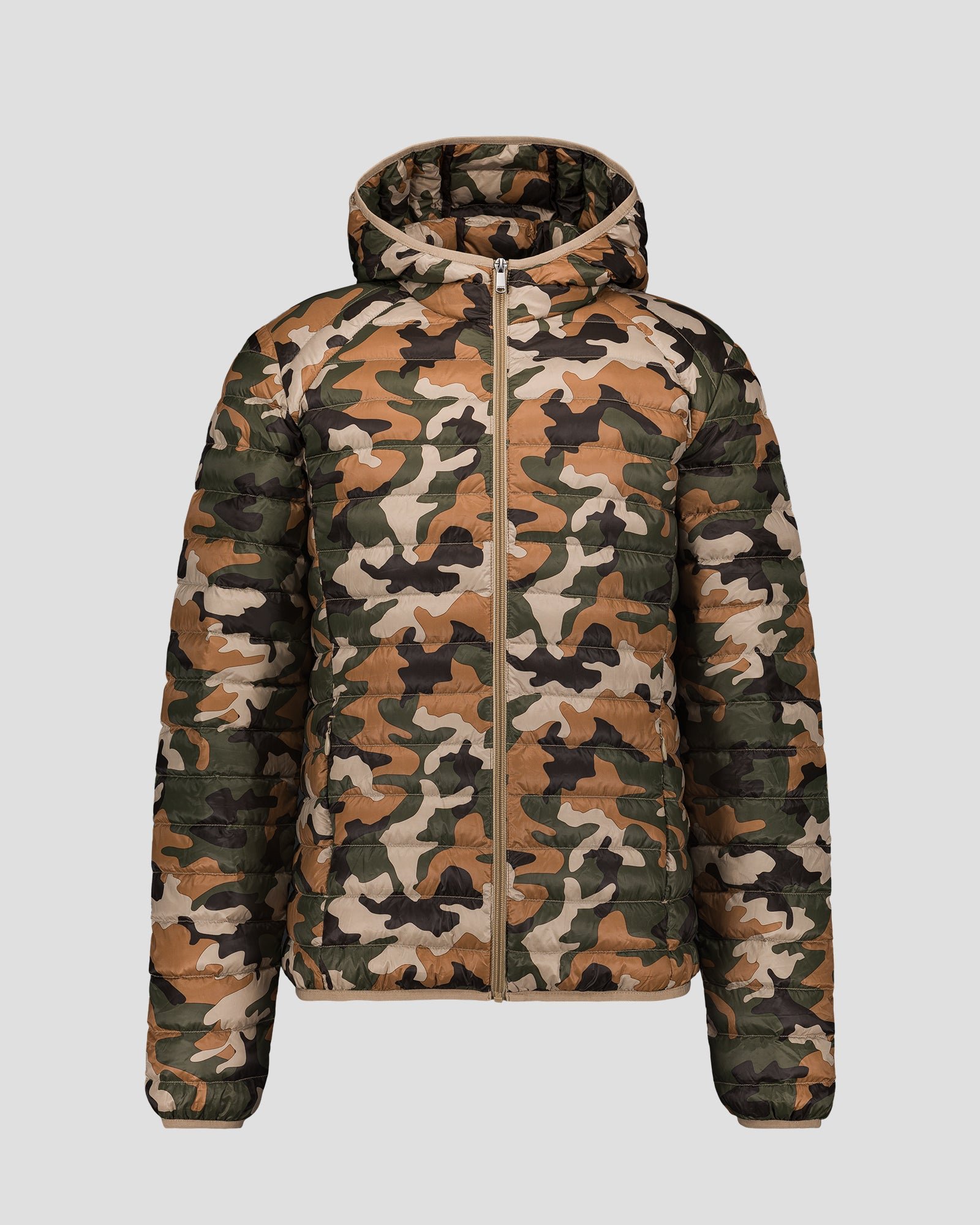 Lightweight hooded puffer jacket nico print JOTT Brown