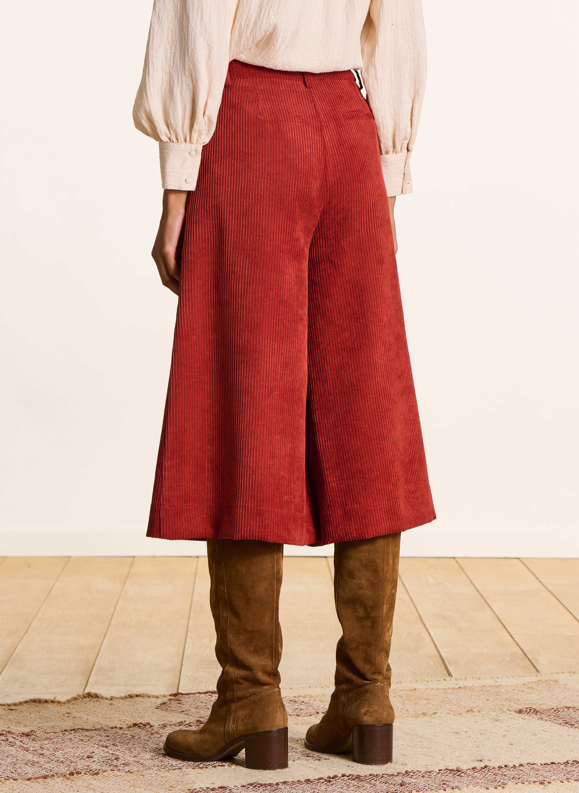 Wide-leg corduroy Bermuda shorts LA FEE MARABOUTEE Red