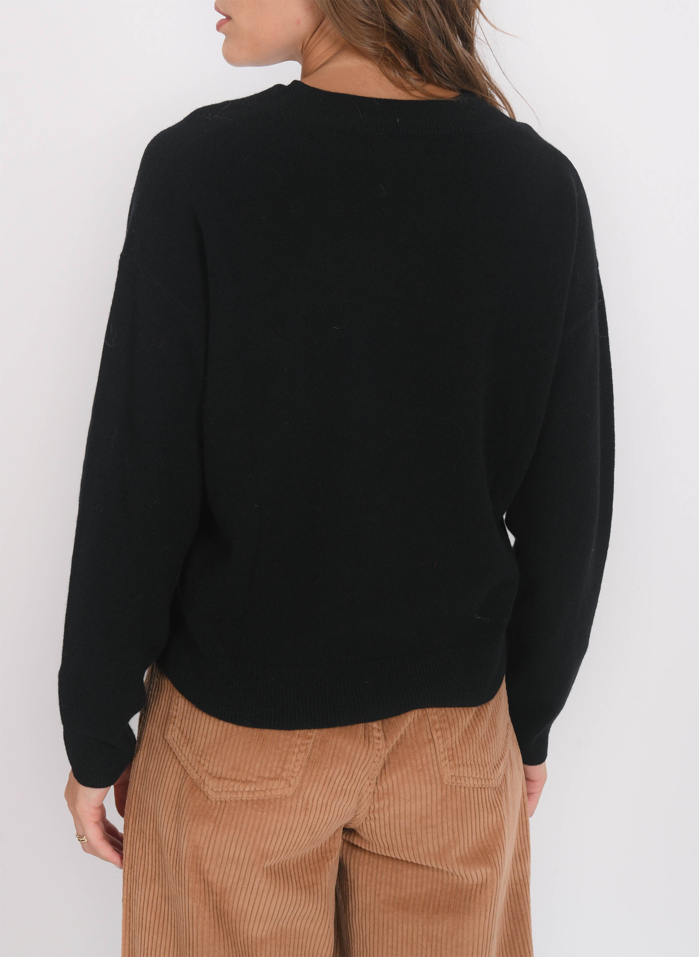 Weiter Pullover aus Wolle und Kaschmir mit V-Ausschnitt KOOKAI Schwarz