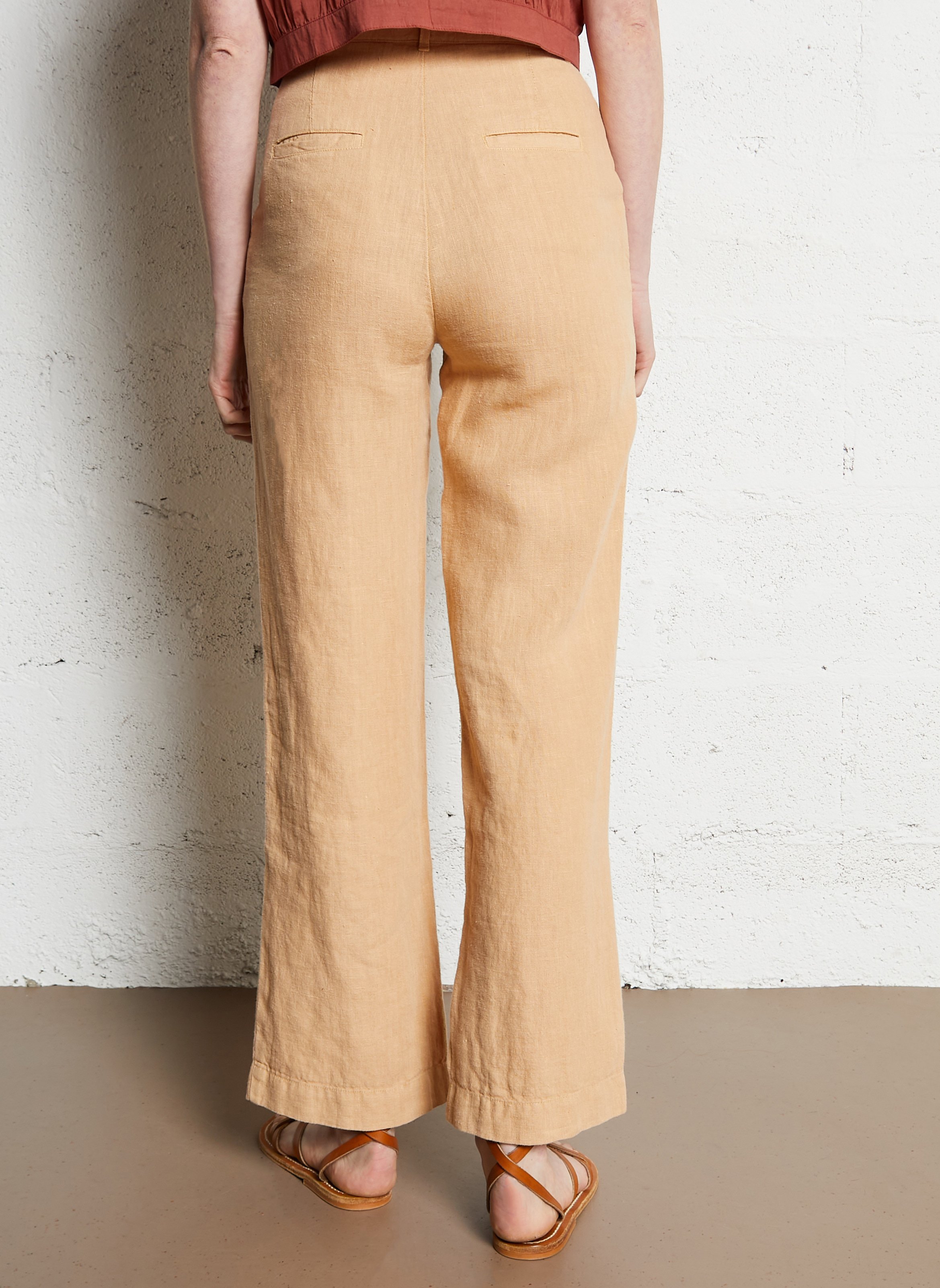 Pantalon droit en lin Beige