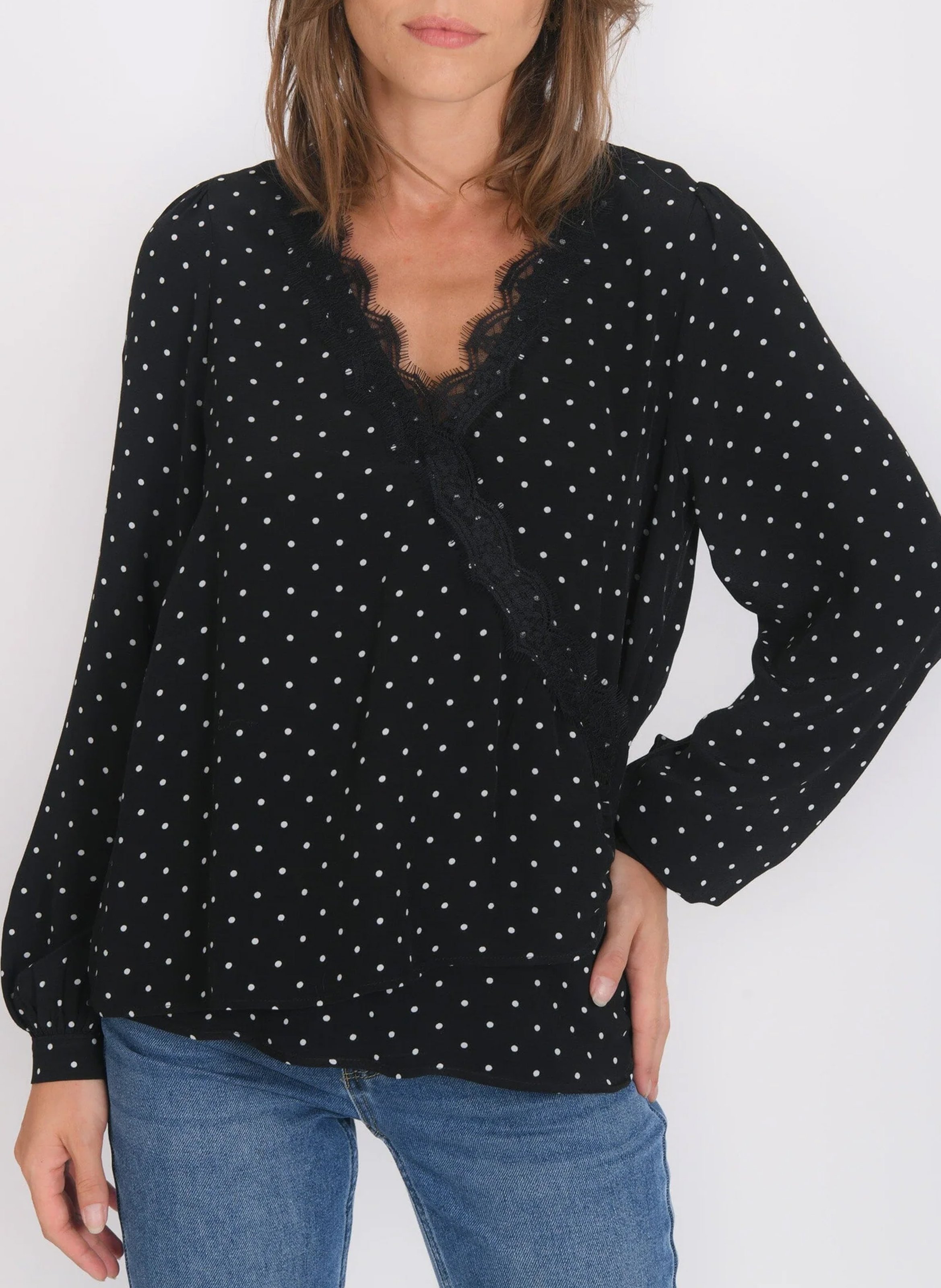 Rechte cropped top met polkadots KOOKAI Zwart