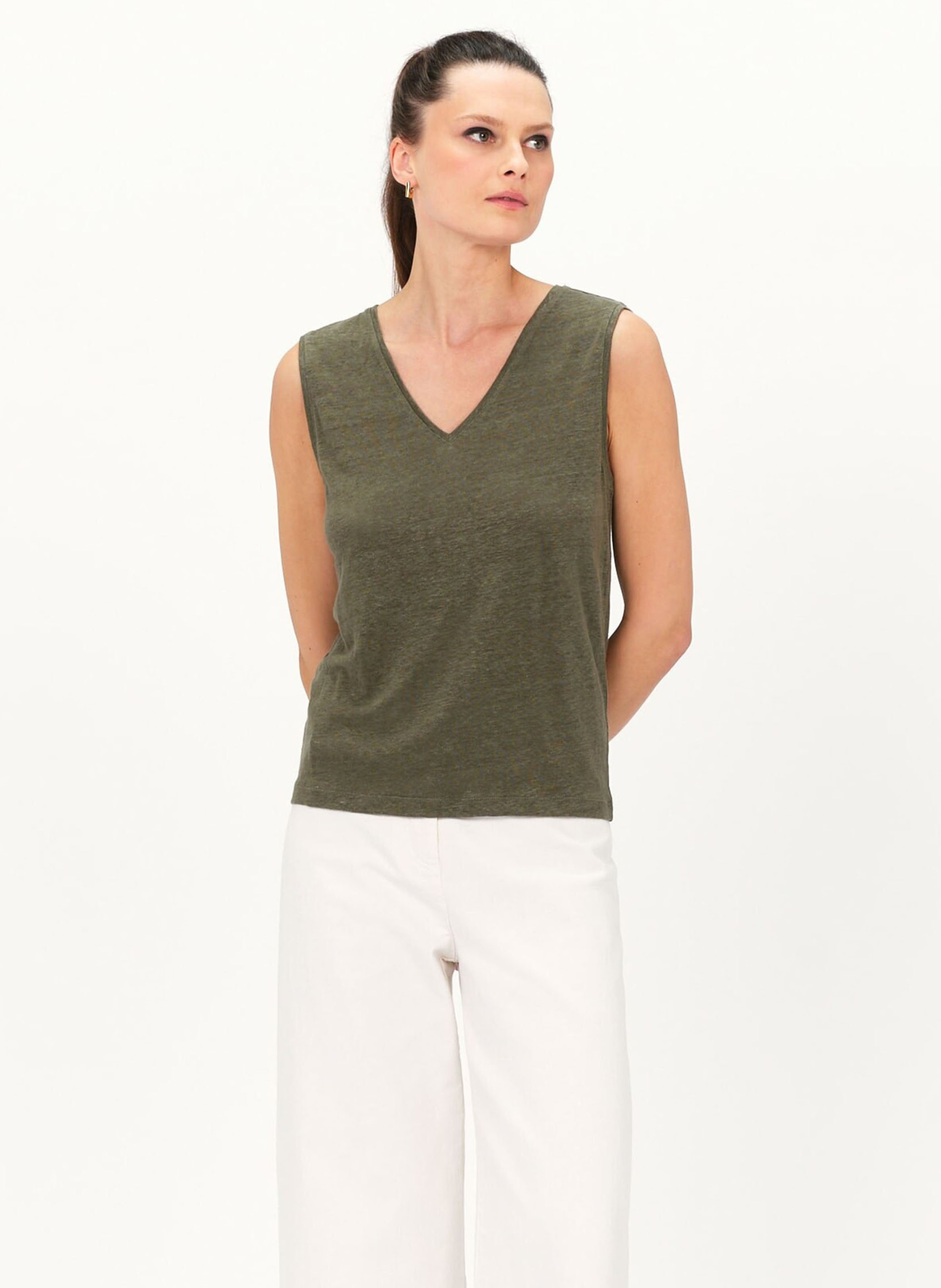 Linen V-neck T-shirt CAROLL