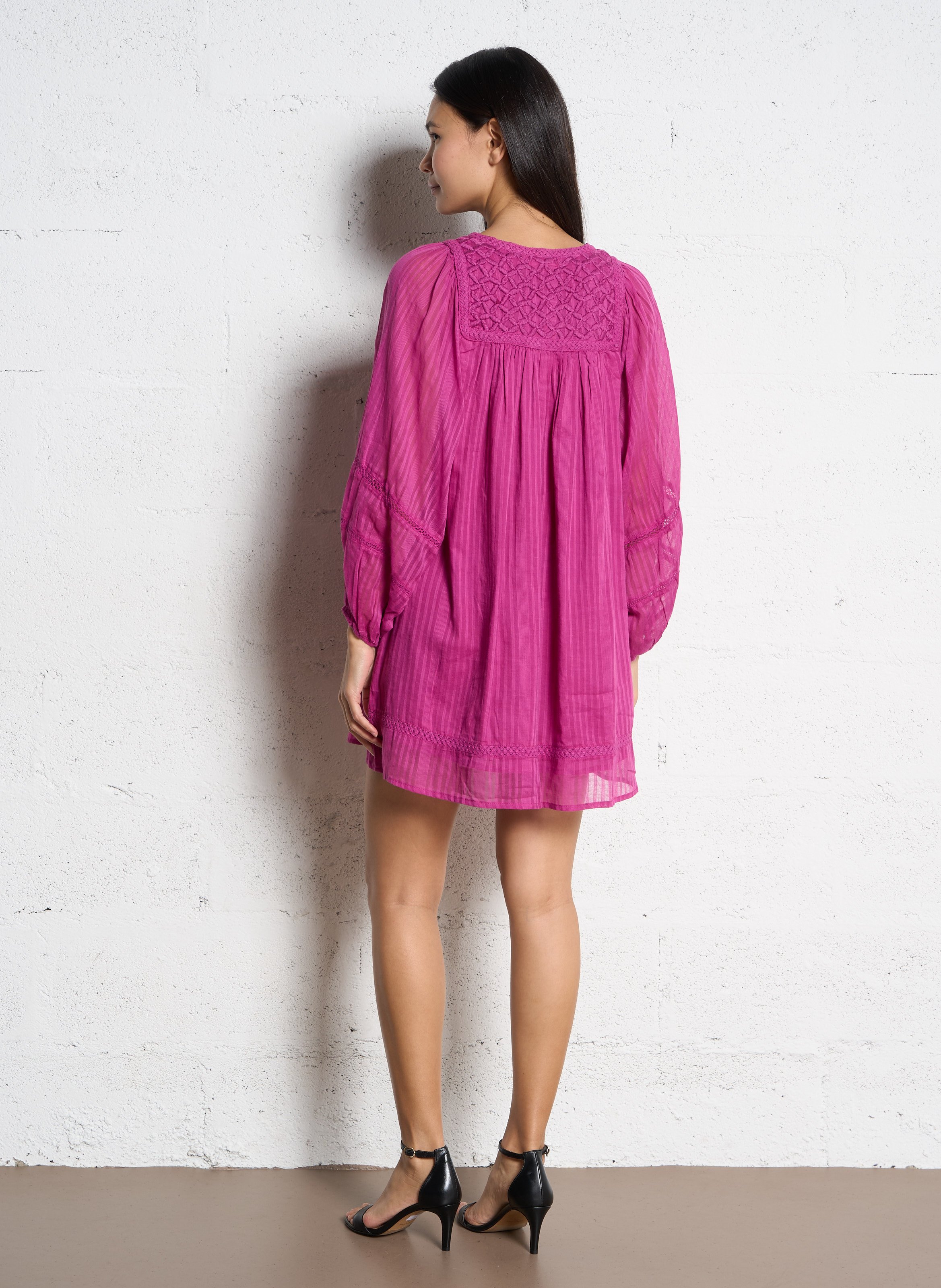 Robe courte col tunisien  SUNCOO Rose