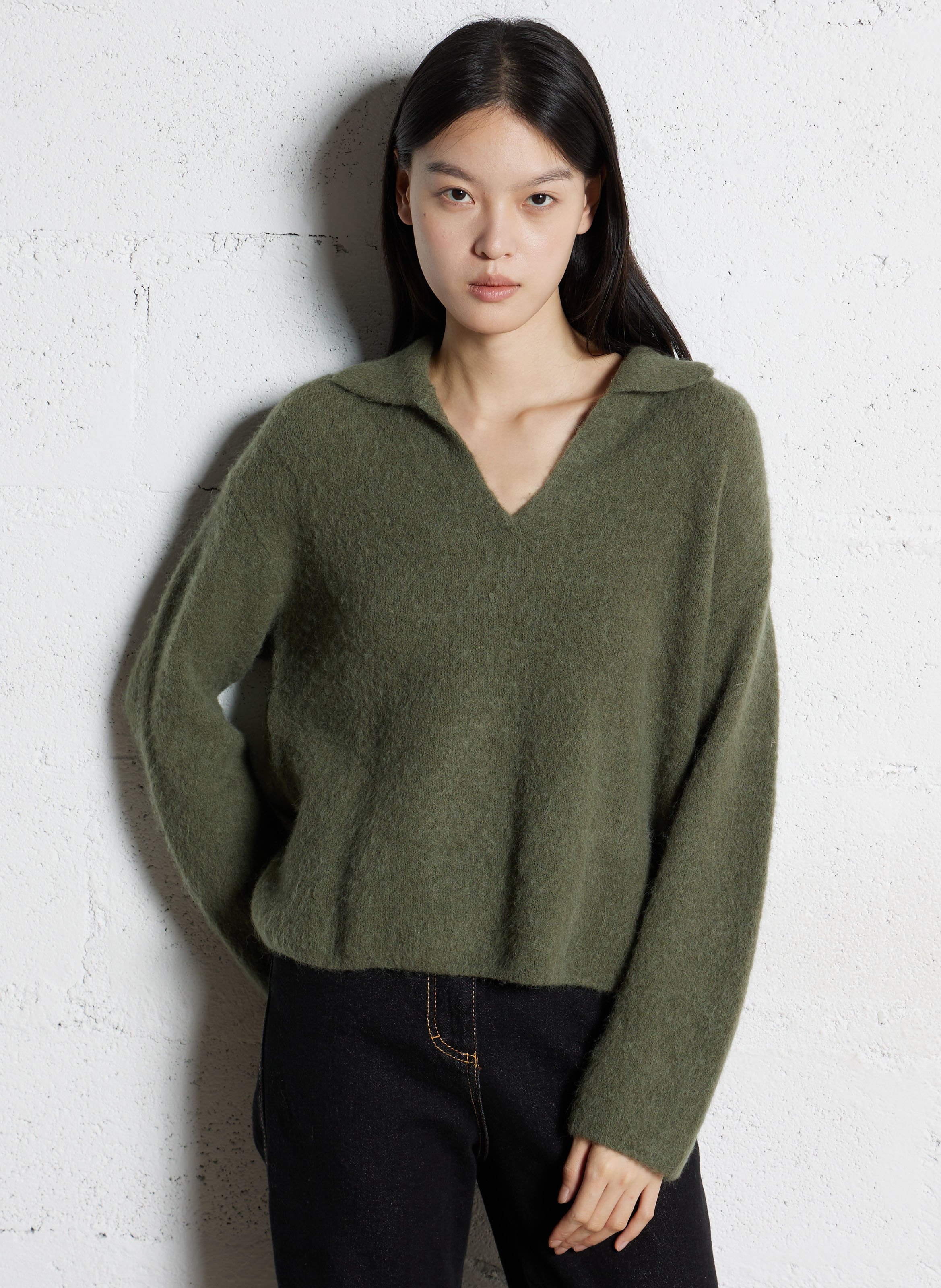 Pull col polo en laine mélangée PLEASE