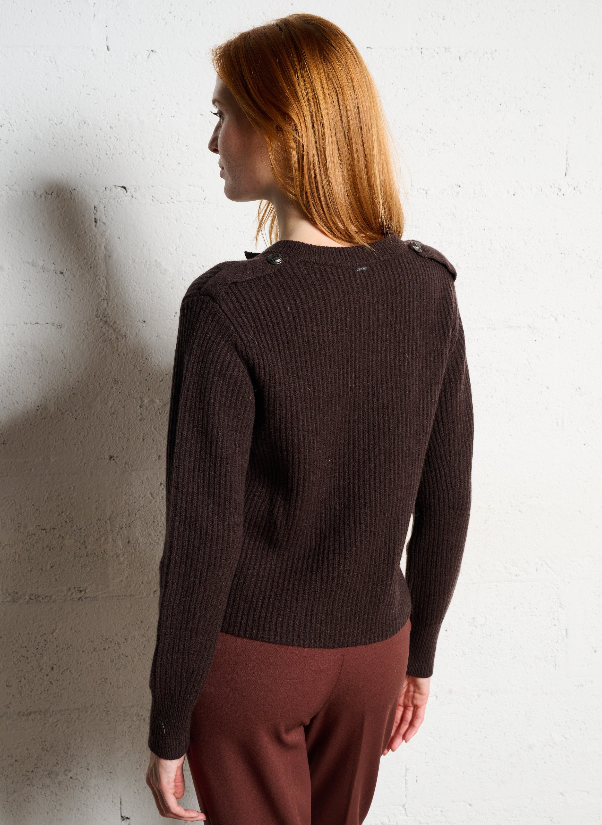 Wollen vest met ronde hals IKKS Bruin