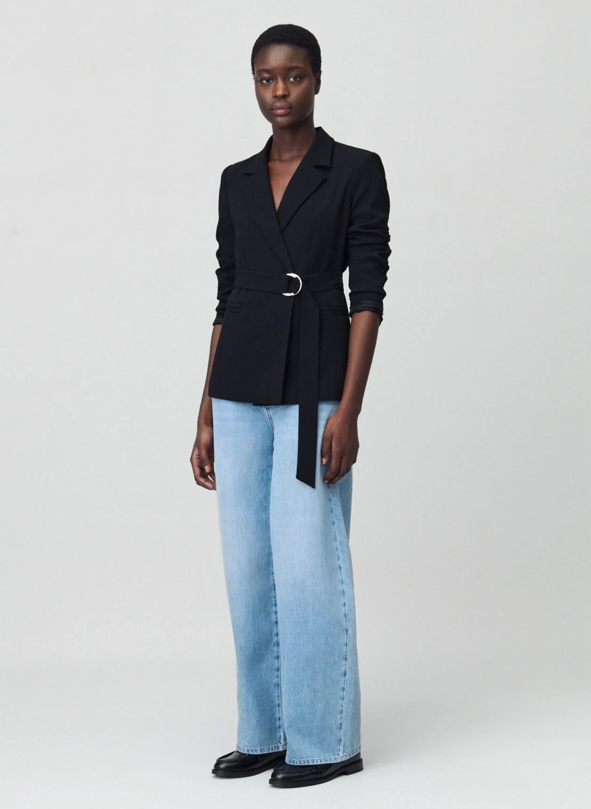 Fitted long-sleeved tailored jacket CLAUDIE PIERLOT Black