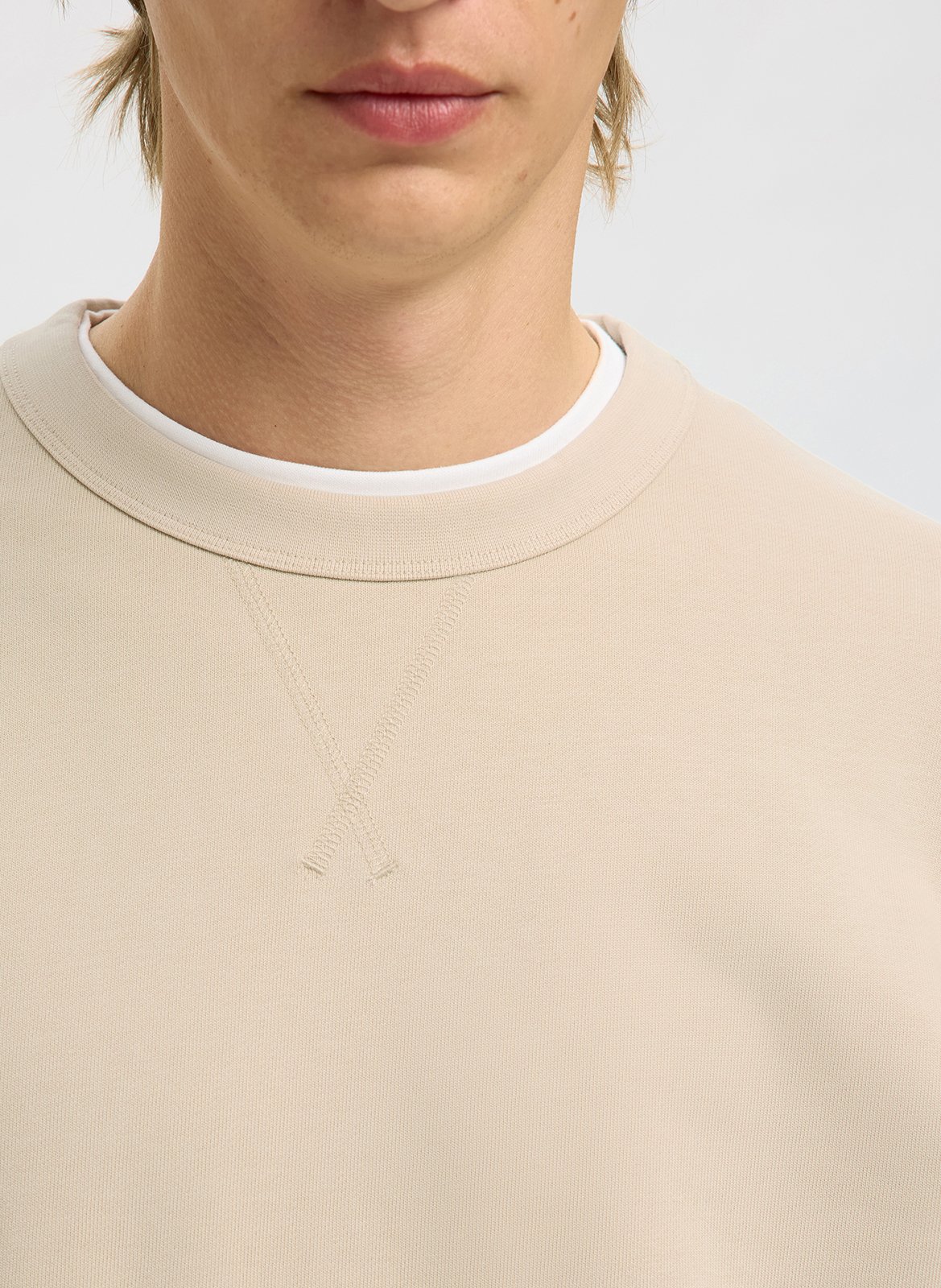 Sweat col rond SELECTED Beige