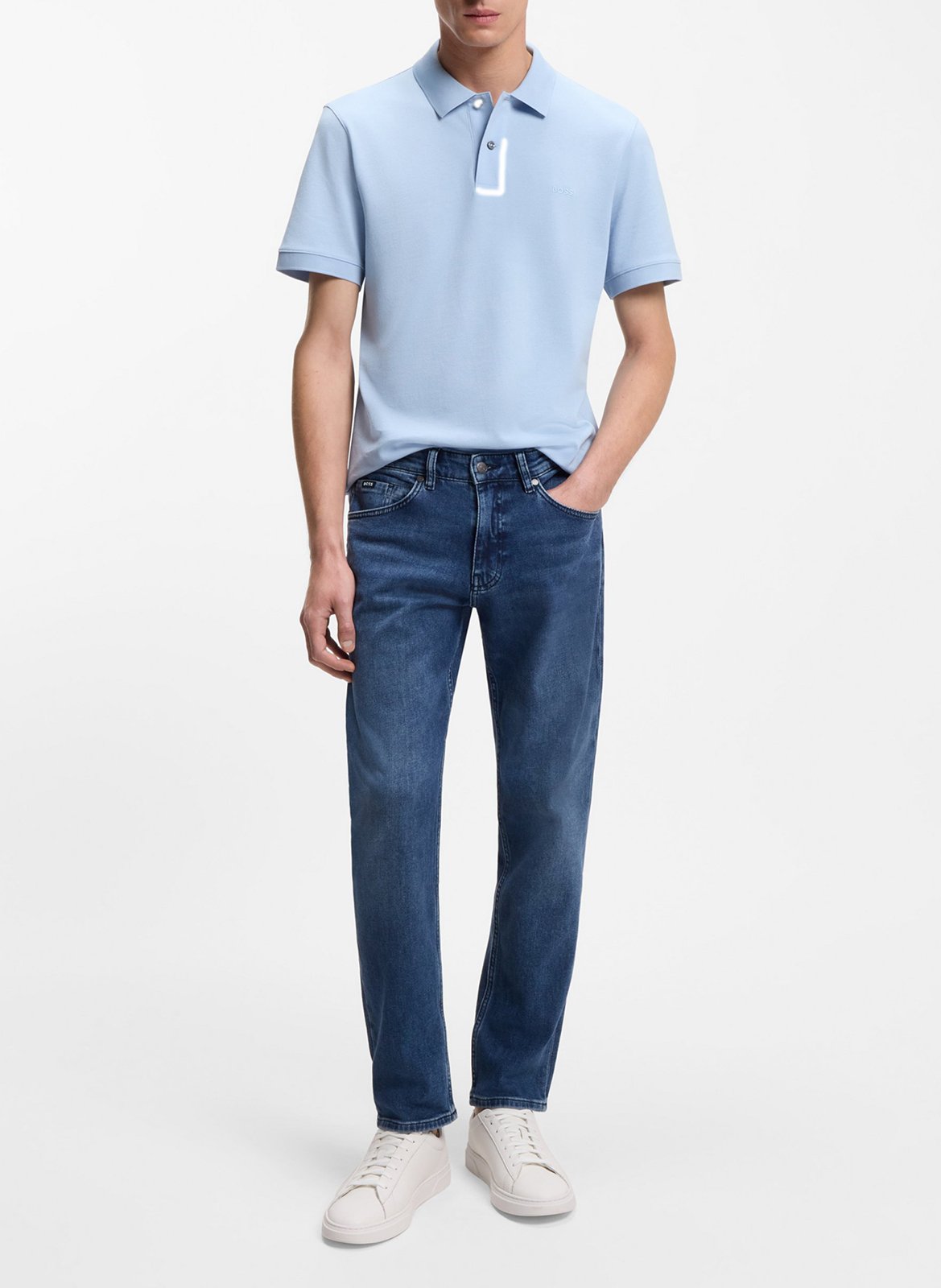 Plain low leather trainers BOSS White