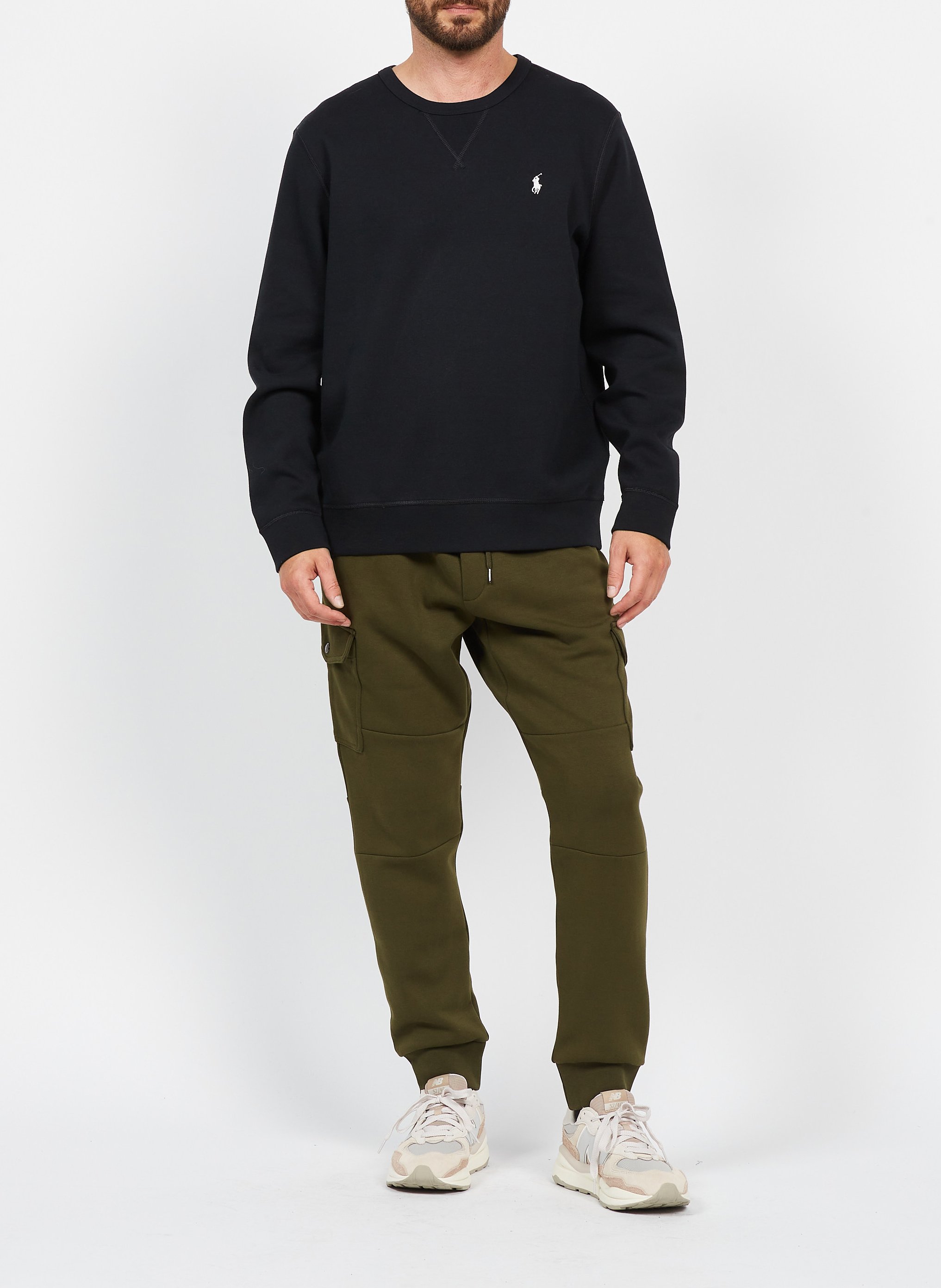 Sweat droit col rond en coton mélangé POLO RALPH LAUREN Noir