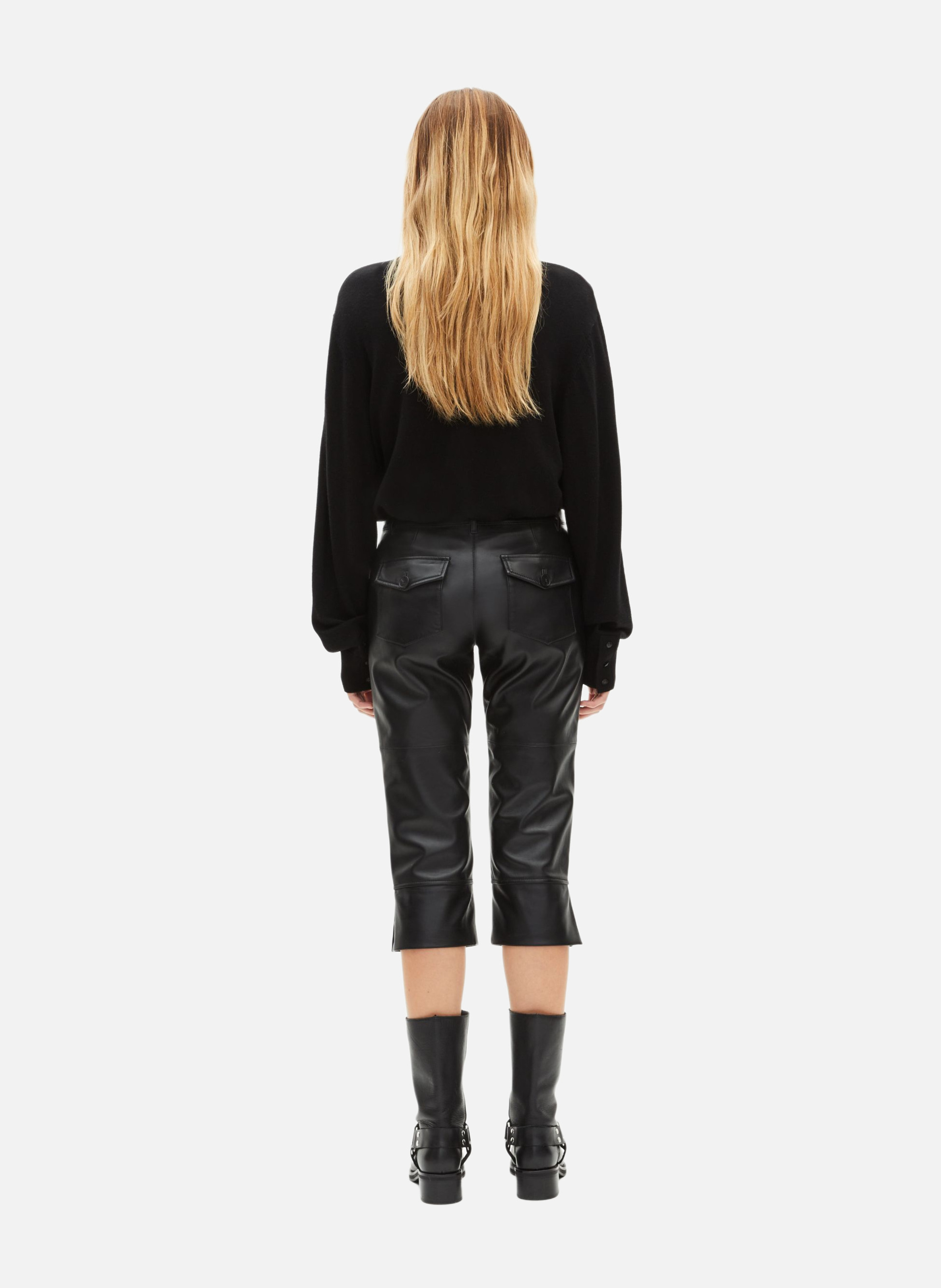 Leather Capri Pants THE KOOPLES Black