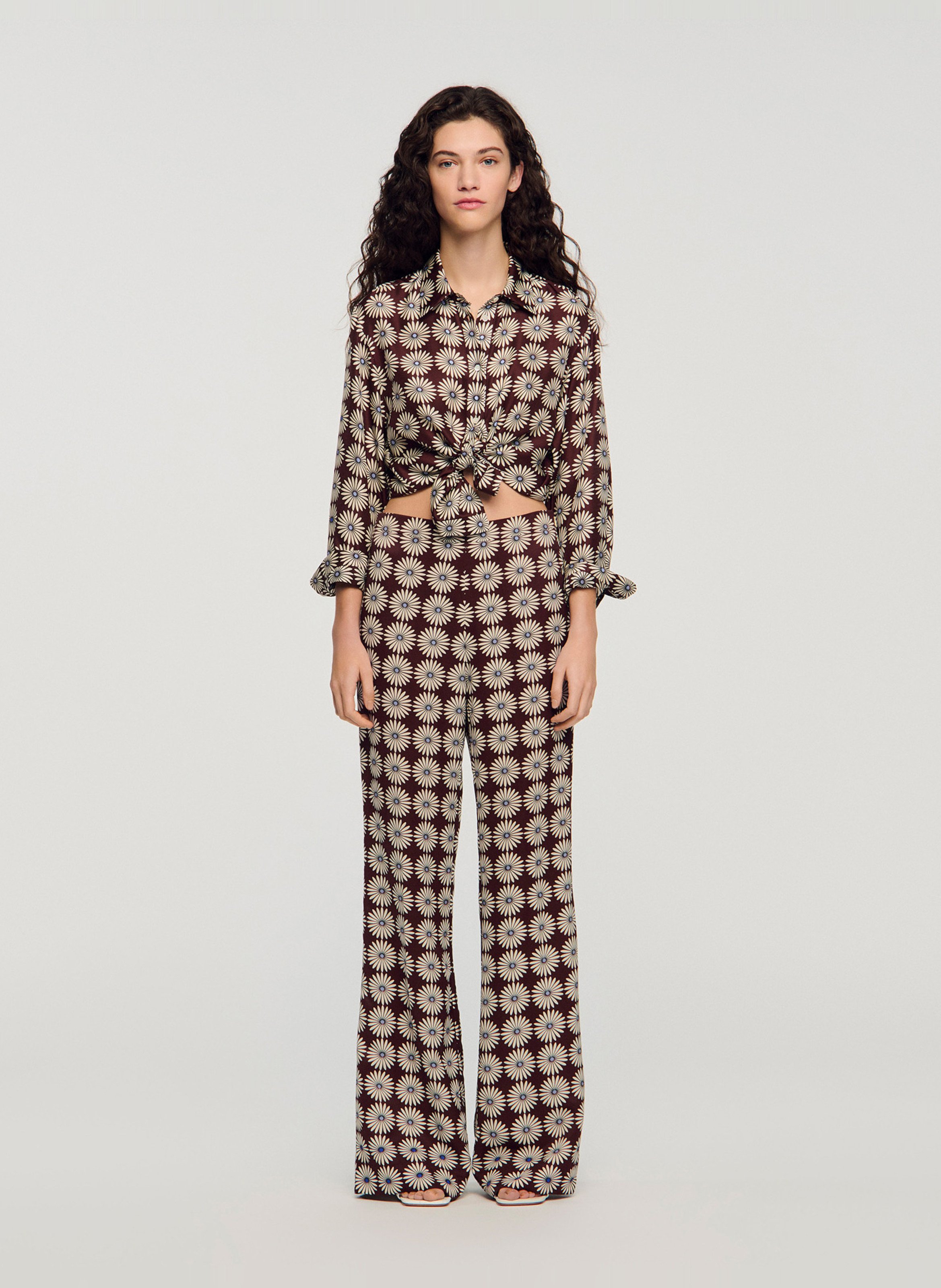 Pantalon droit imprimé SANDRO Bleu